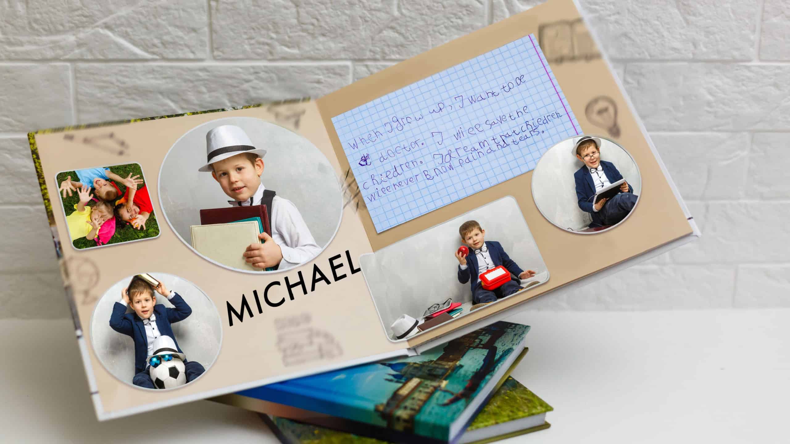 little boy graduation photobook, school album