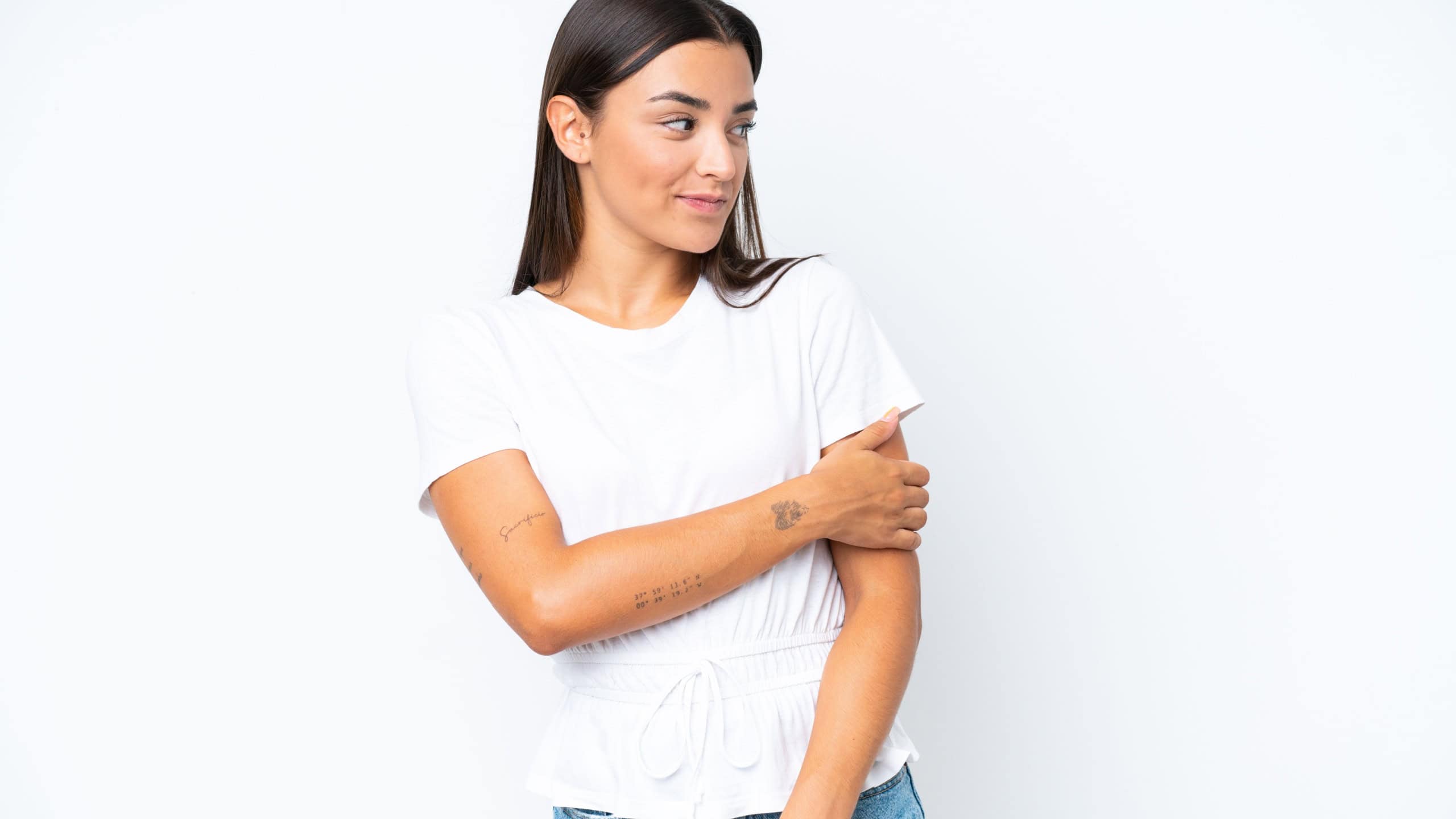Young caucasian woman isolated on white background laughing