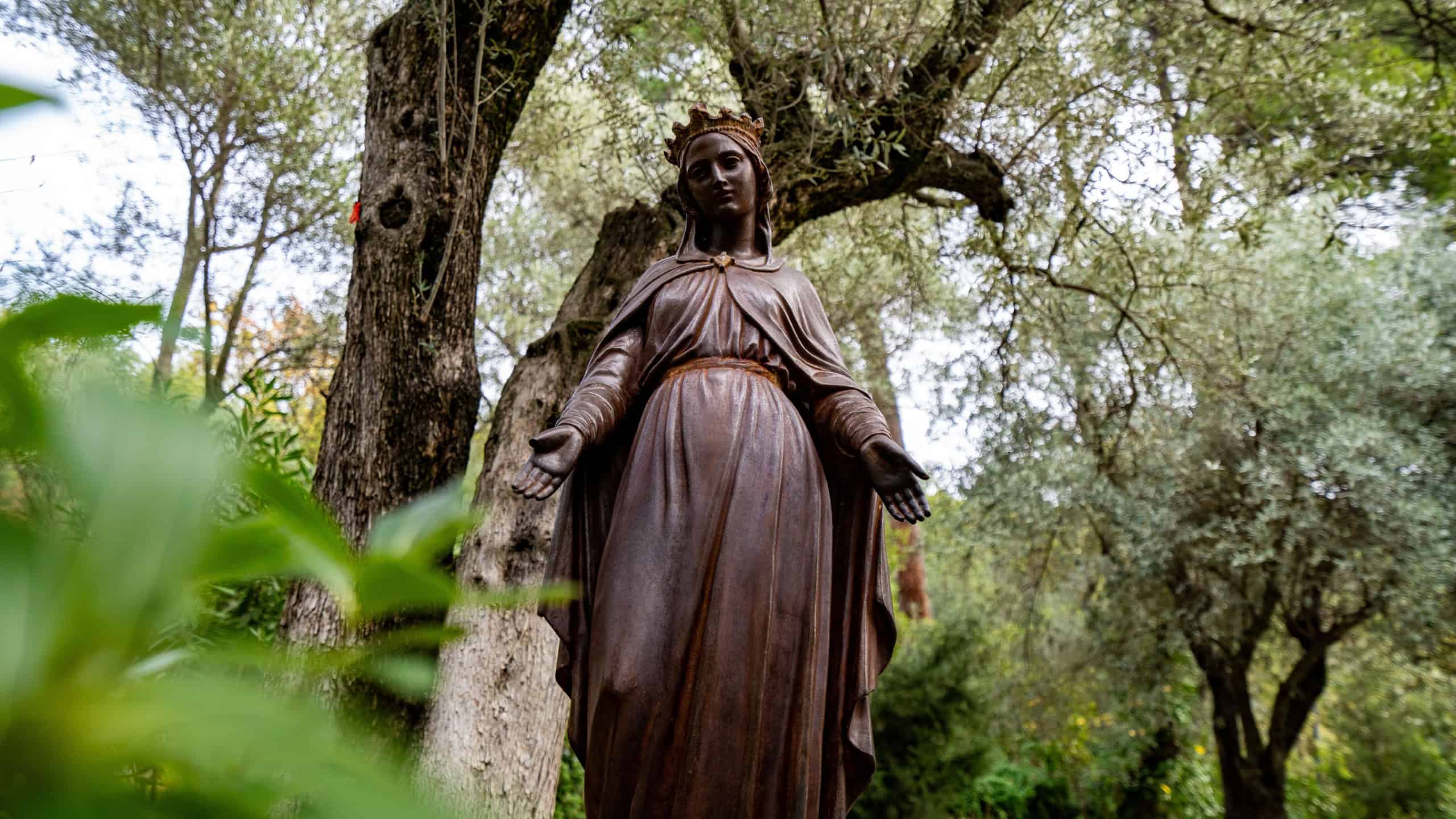The statue of Virgin Mary in the House of Virgin Mary in Ephesus. Izmir, Turkey