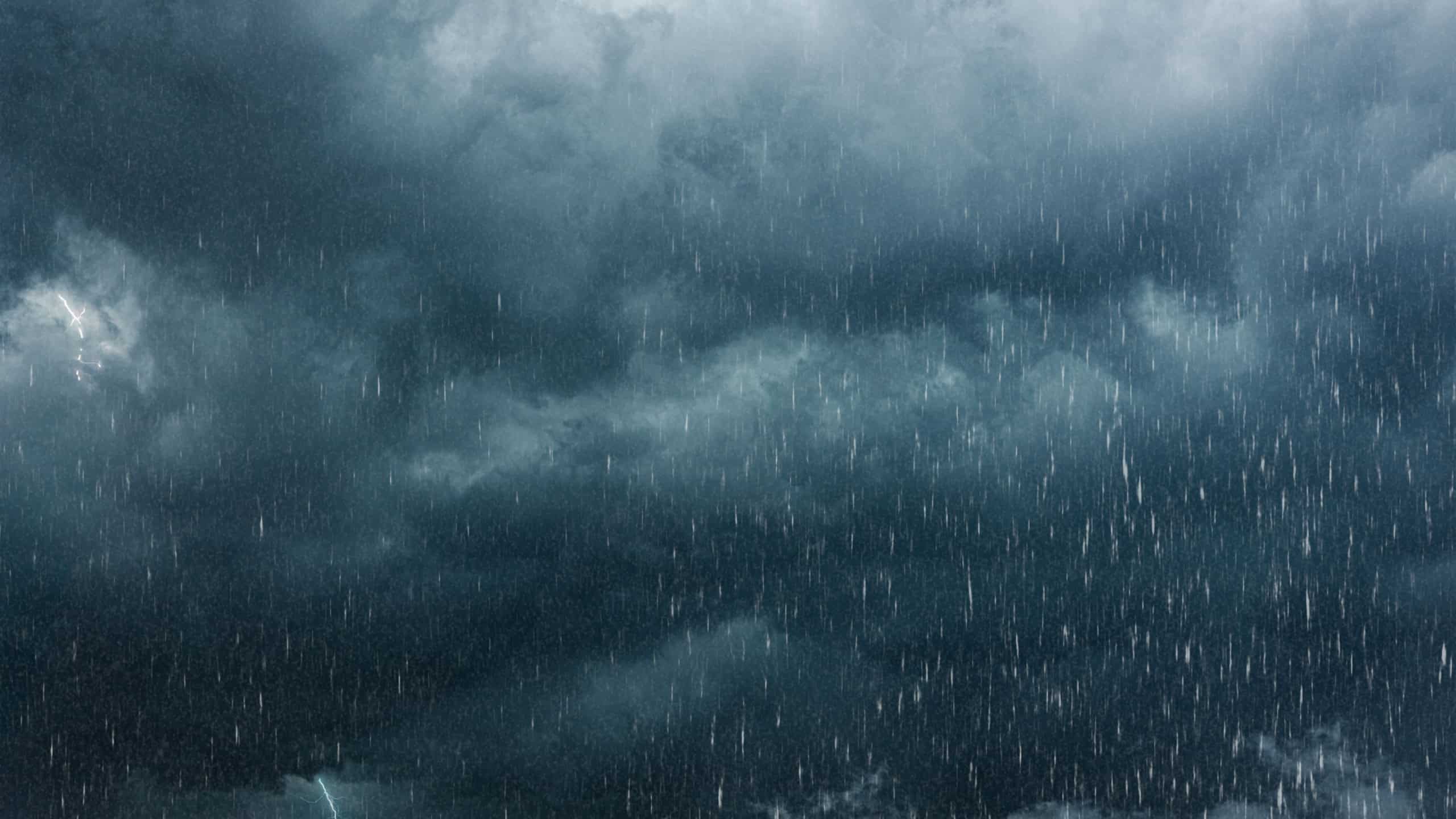 Raining season. summer storm, dark sky cloudy heavy rain with thunder strike, weather in rainy season