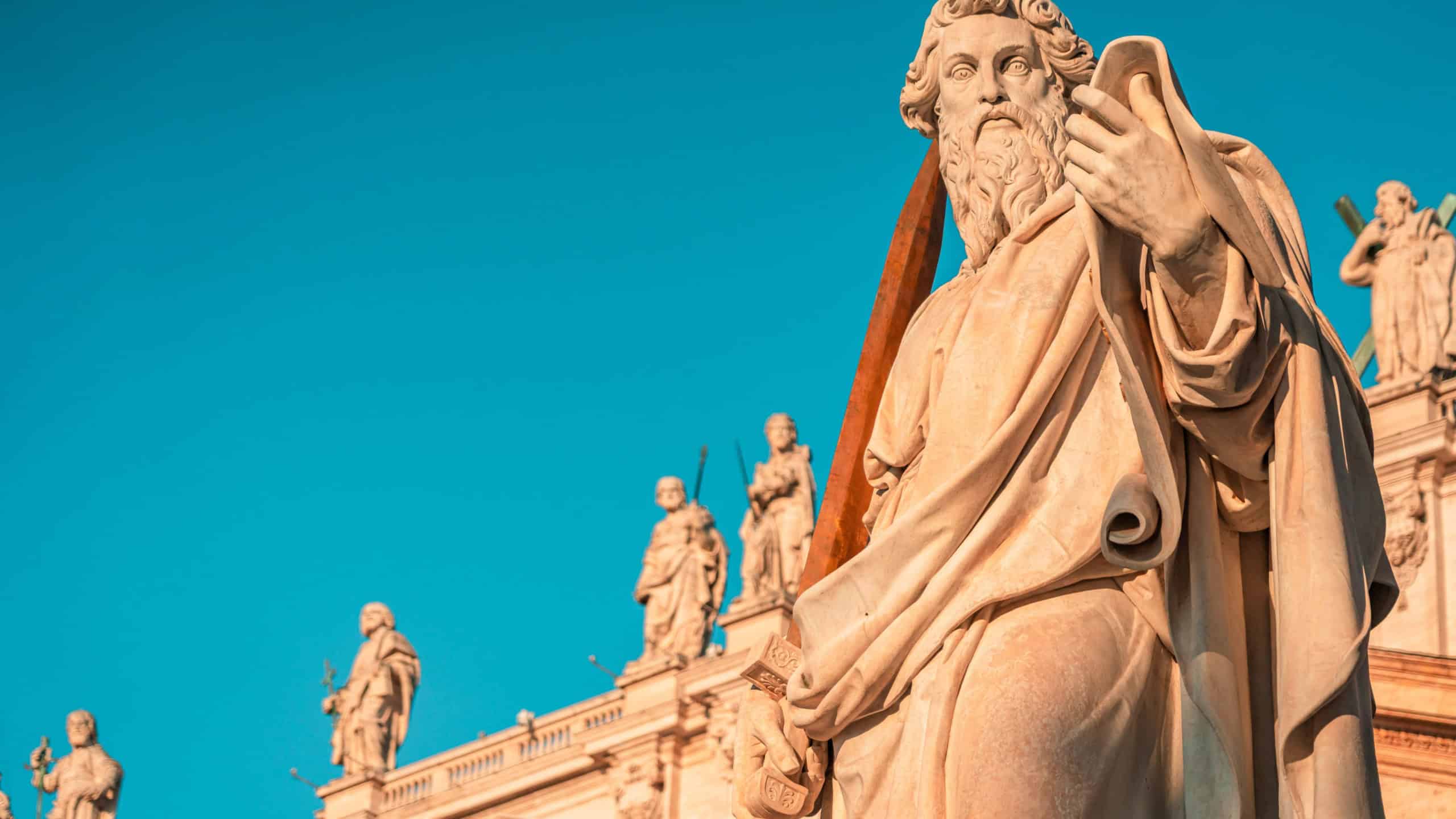 Statue of Saint Paul Apostle with Saint Peter Basilica in Vatican City