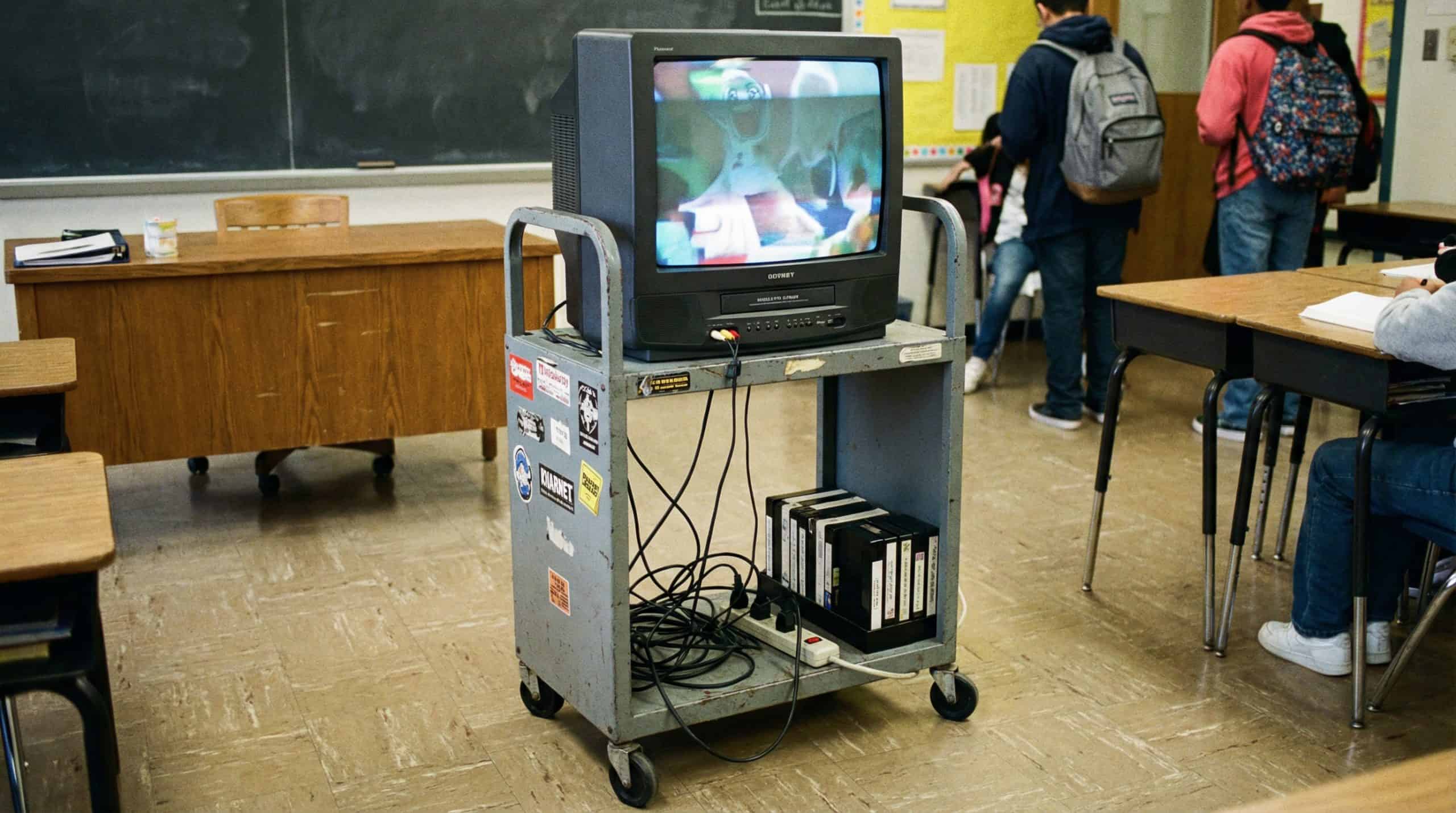 rolling tv cart at school from the 90s