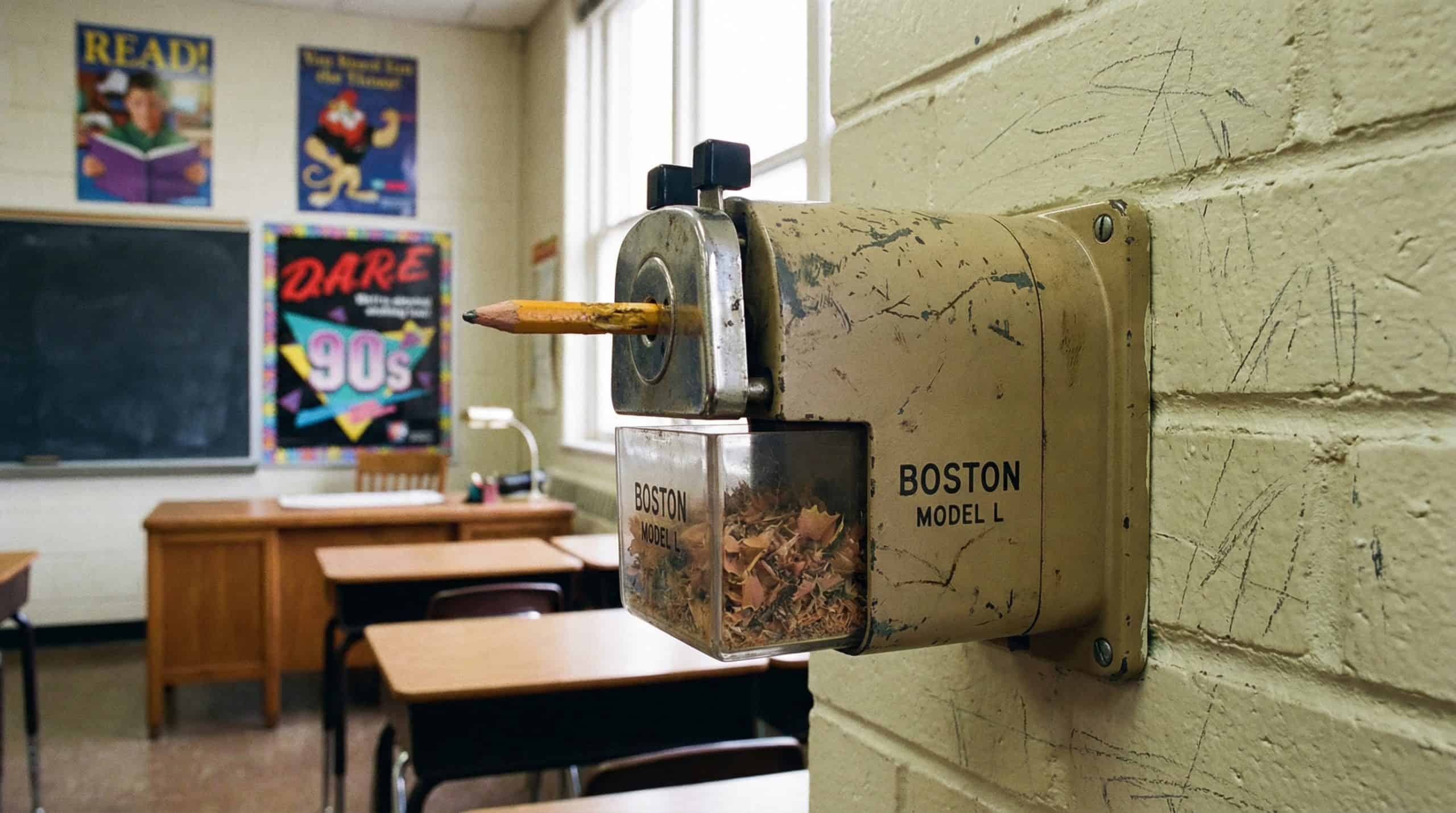 wall mounted pencil sharpener at school from the 90s