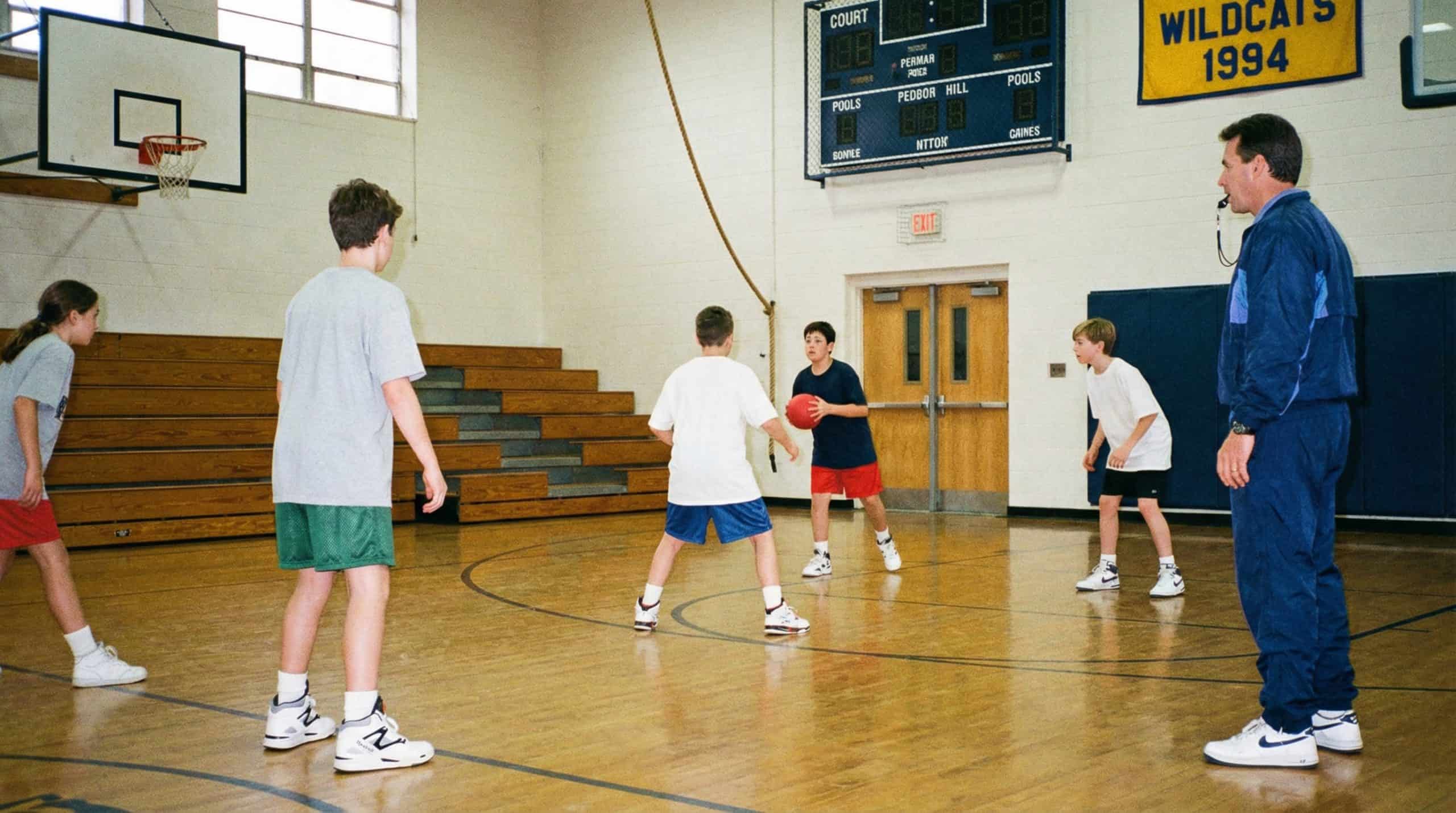 image of a school gym class from the 90s