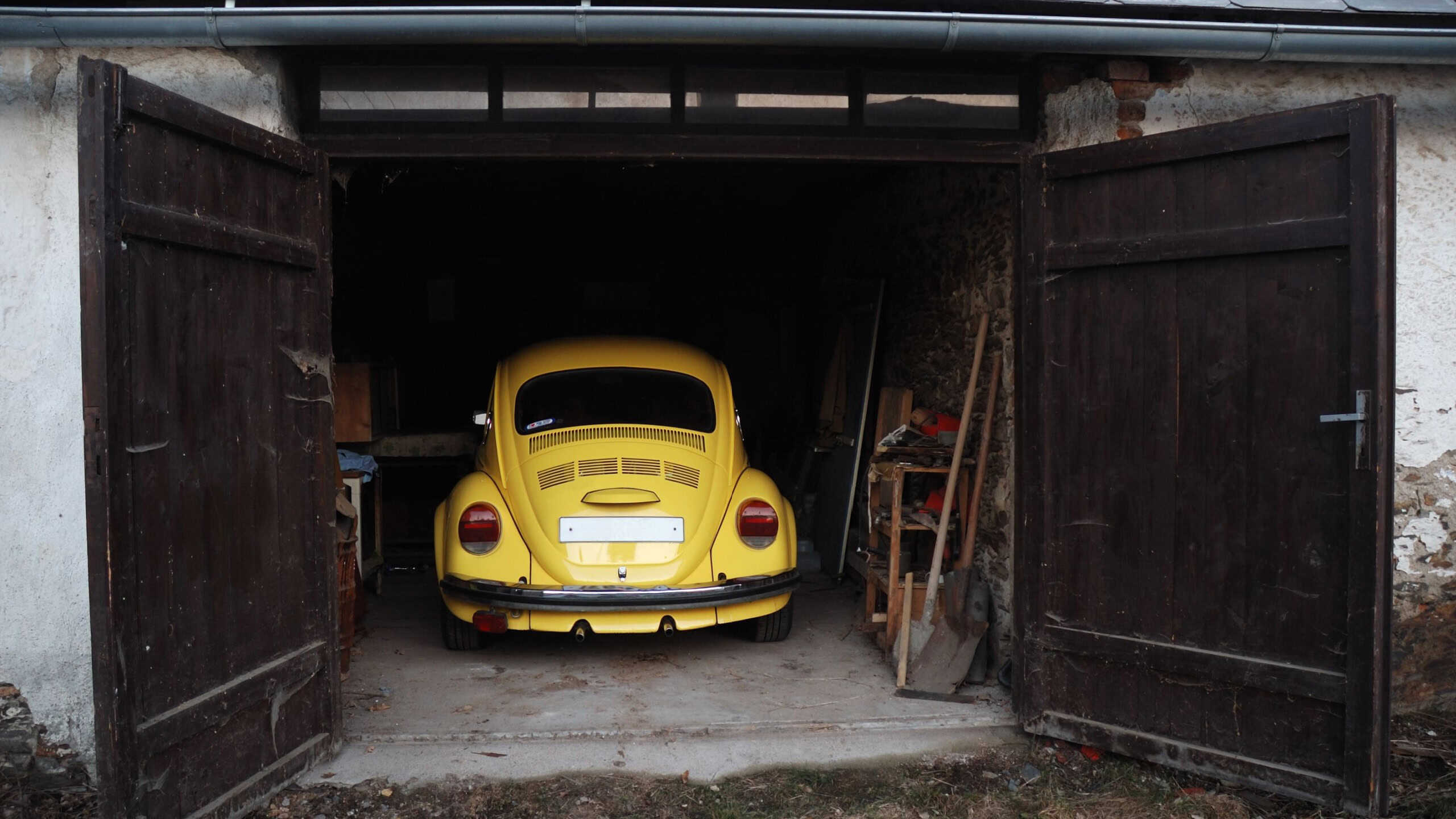 Oldtimer car in garage