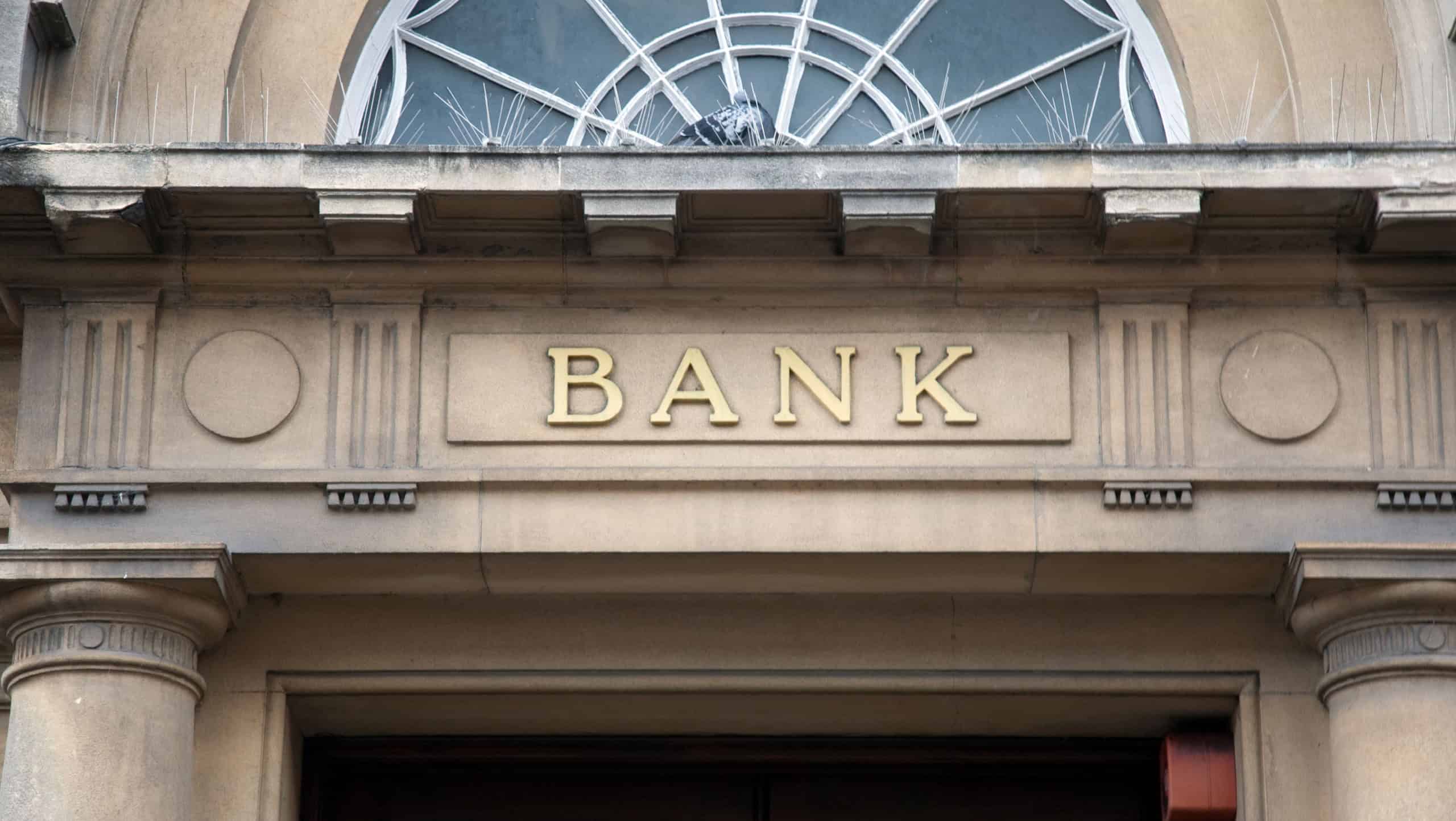 Bank Sign over Entrance Door