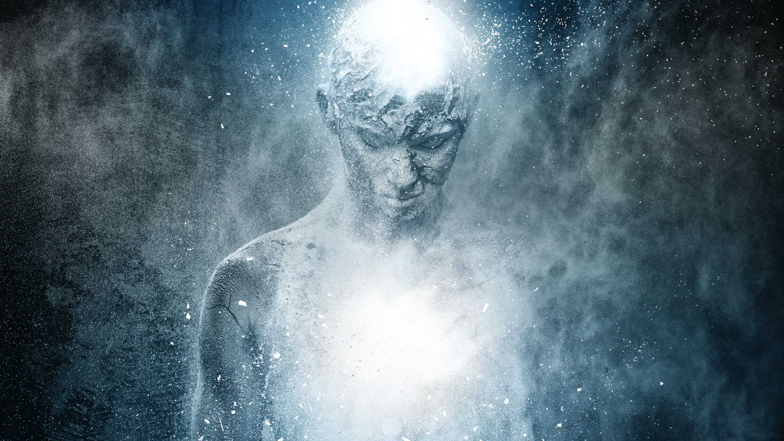 Man with conceptual spiritual body art