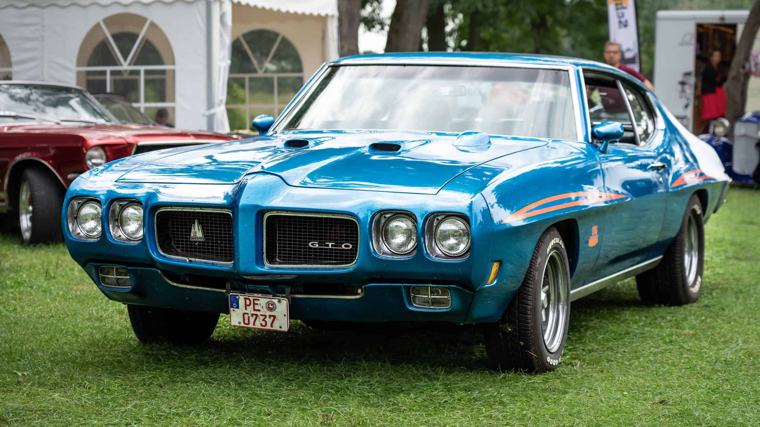 DIEDERSDORF, GERMANY - AUGUST 30, 2020: The muscle car Pontiac GTO, 1970. The exhibition of "US Car Classics".