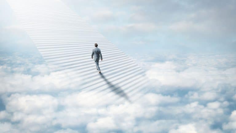Stairway to heaven. Shot of a stairway leading up to heaven.