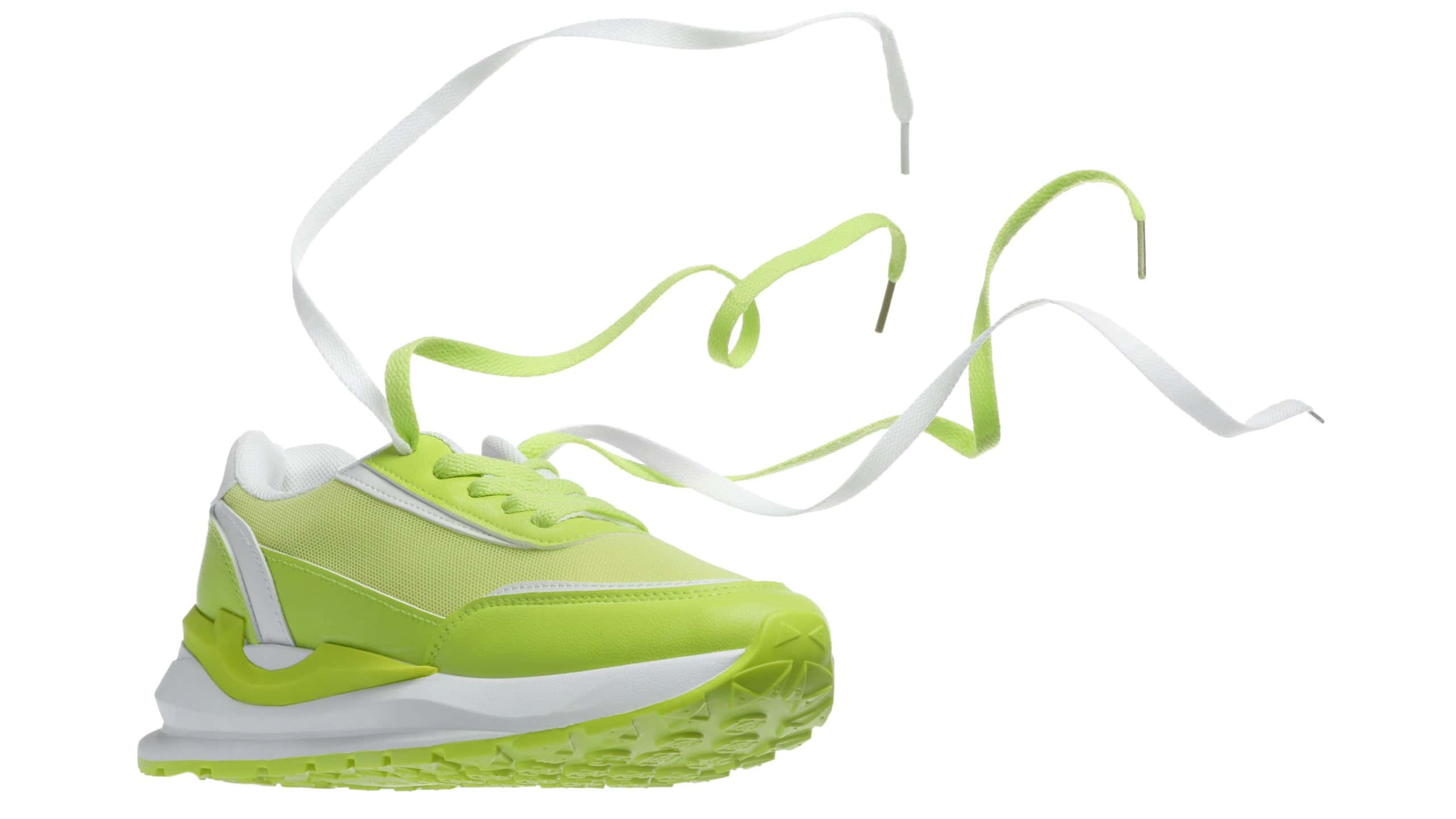 One stylish light green sneaker isolated on white