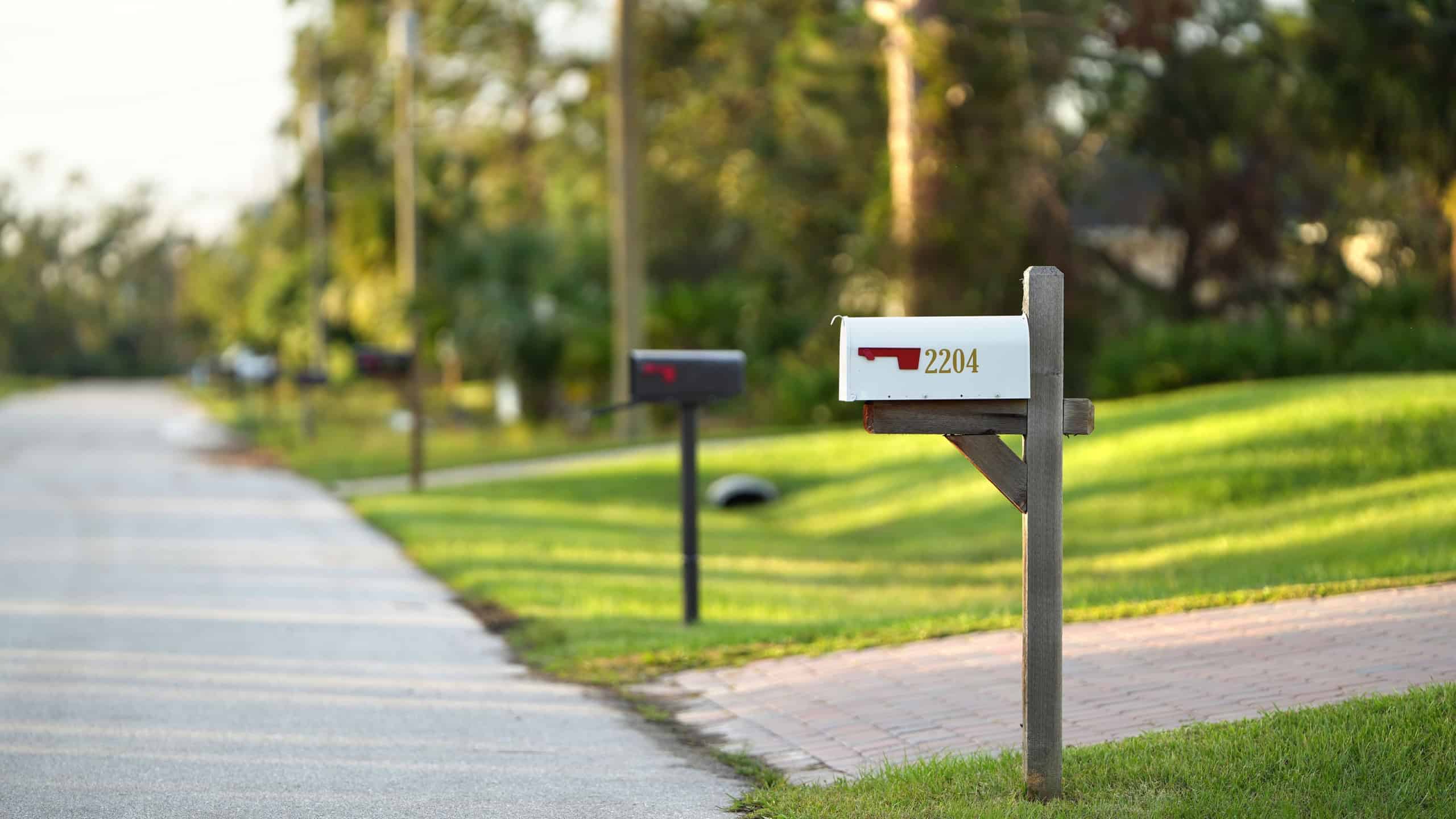 American mailbox at Florida home front yard on suburban street side