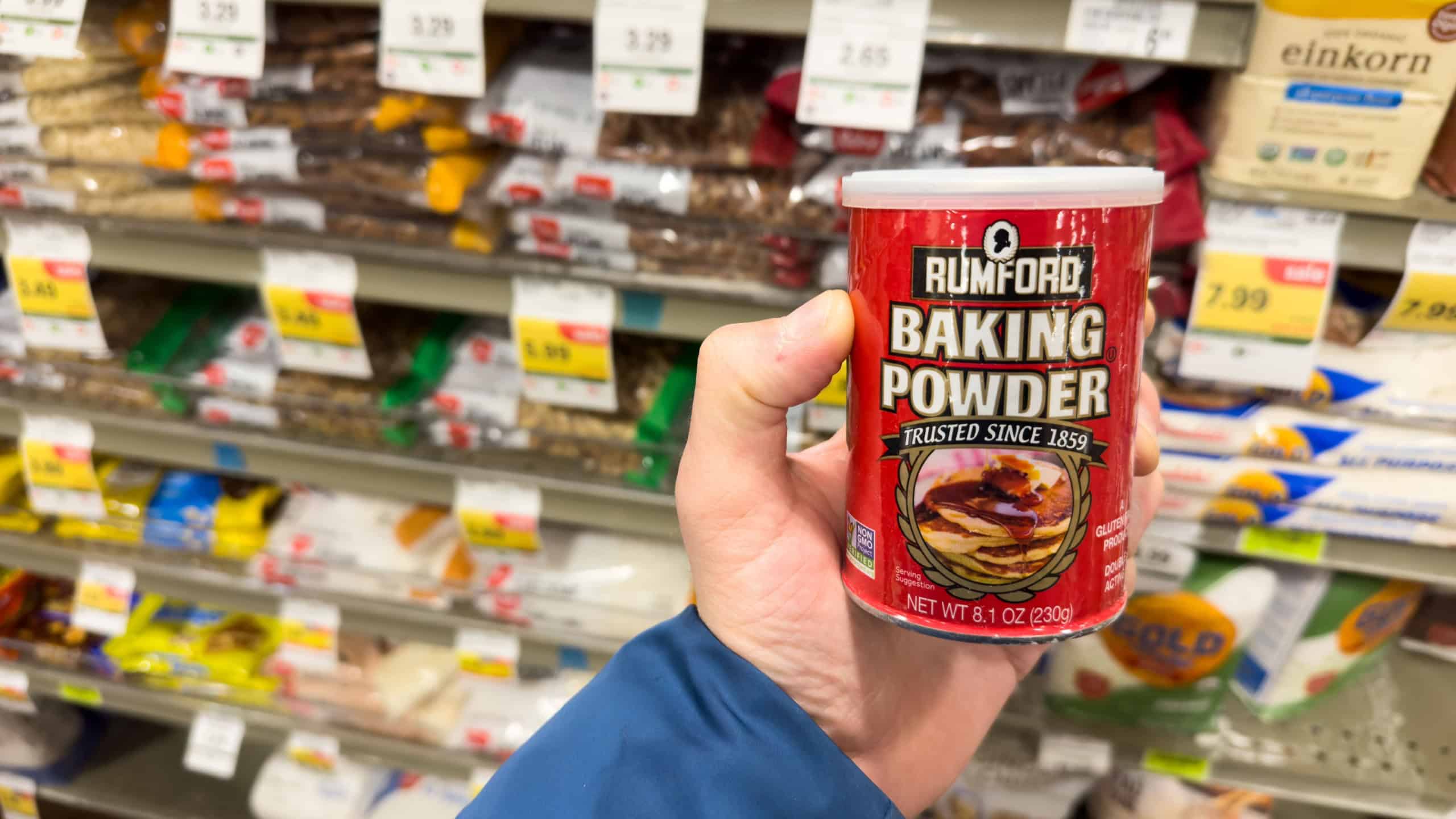 Los Angeles, CA - Nov 27, 2023: Can of Rumford Baking Powder in a local grocery store.