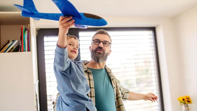 Playing with lightweight styrofoam planes.