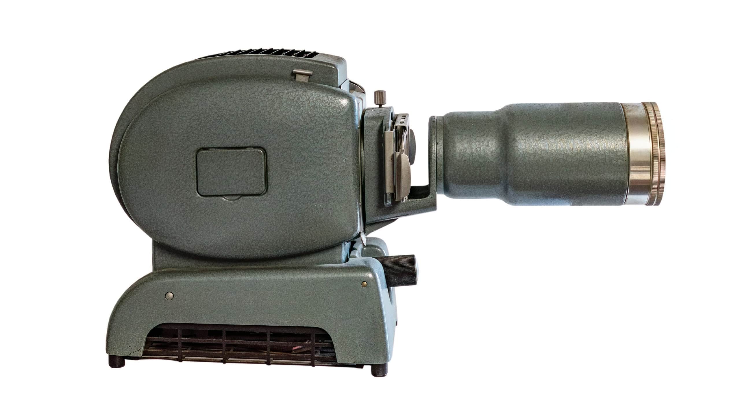 Old slide projector on white, isolated