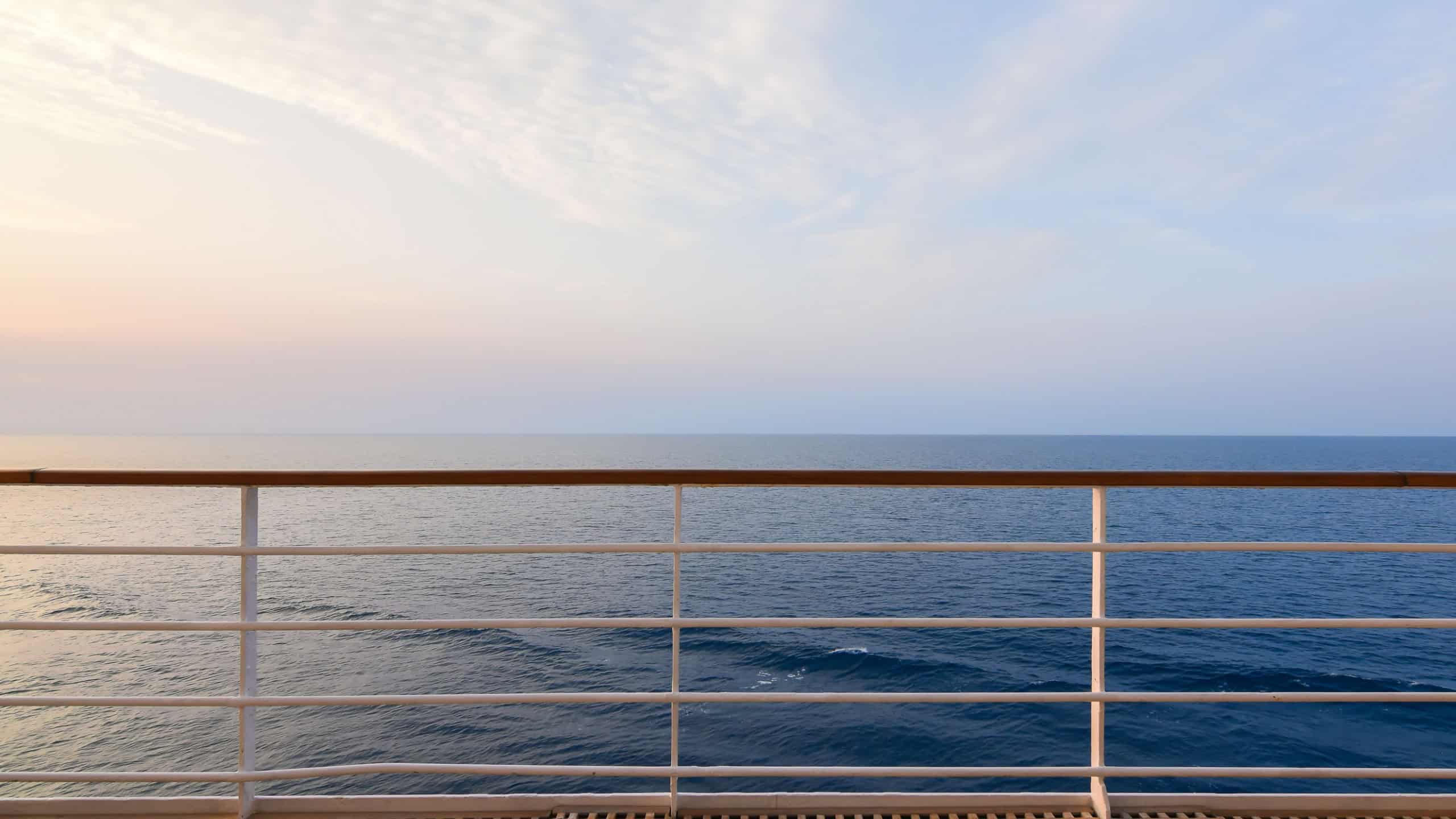 Cruise Ship Deck and railing with Ocean View