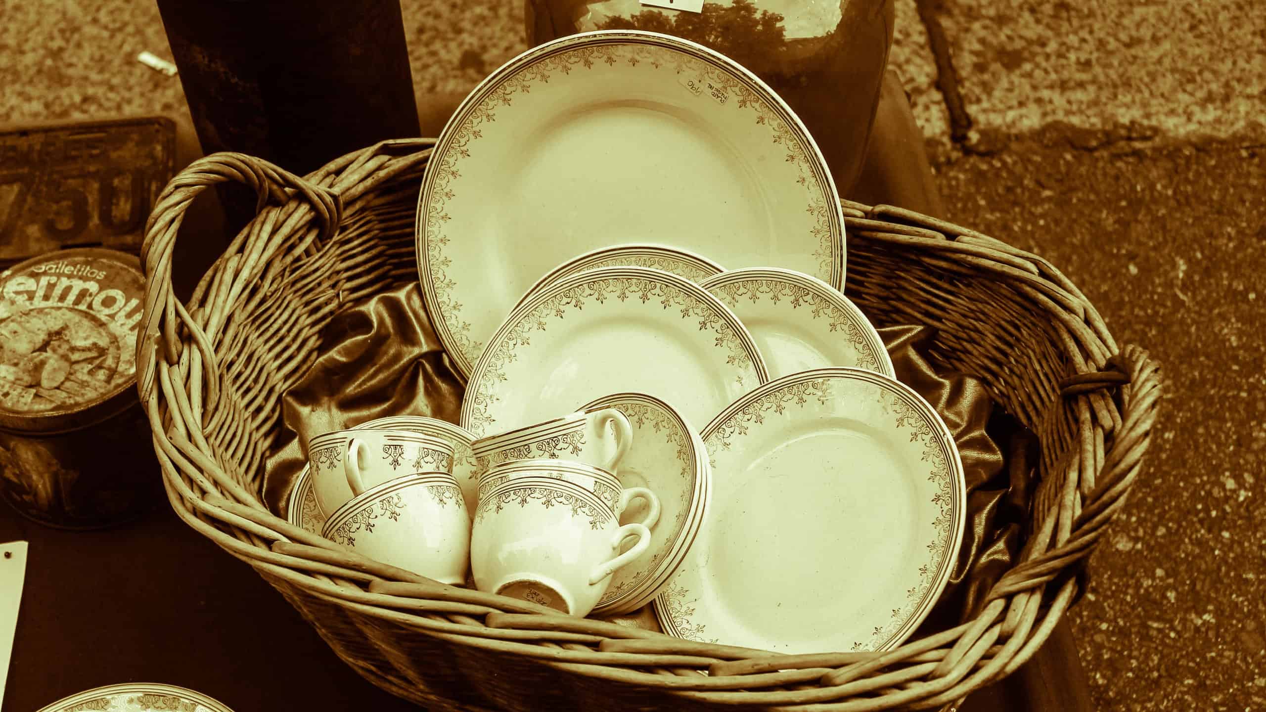 Vintage Dishes in Sepia