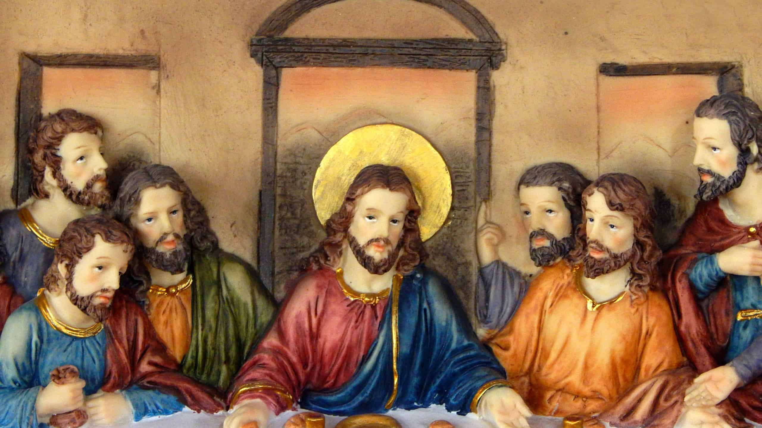 HYDERABAD,INDIA-DECEMBER 25: biblical figures scene representation of the Last Supper of Jesus Christ on December 25,2017 in Hyderabad,India