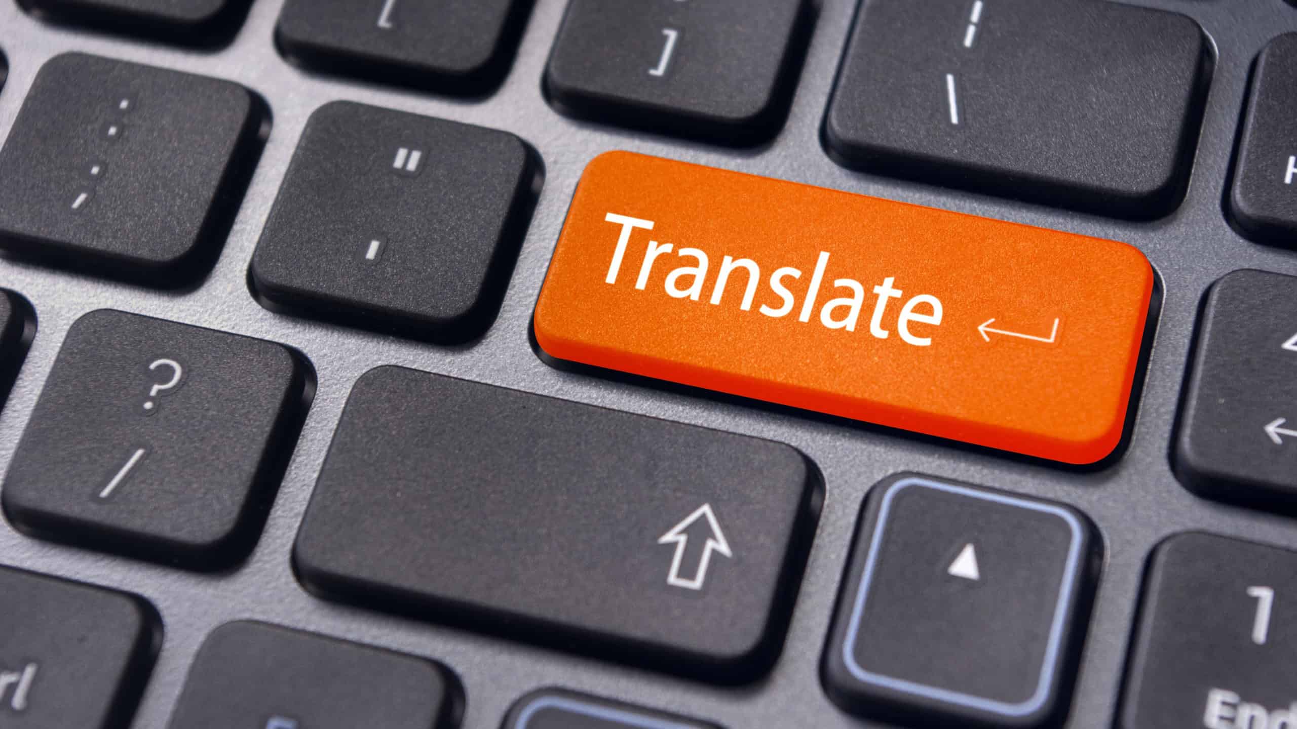 Traanslate button on computer keyboard, translation of languages.