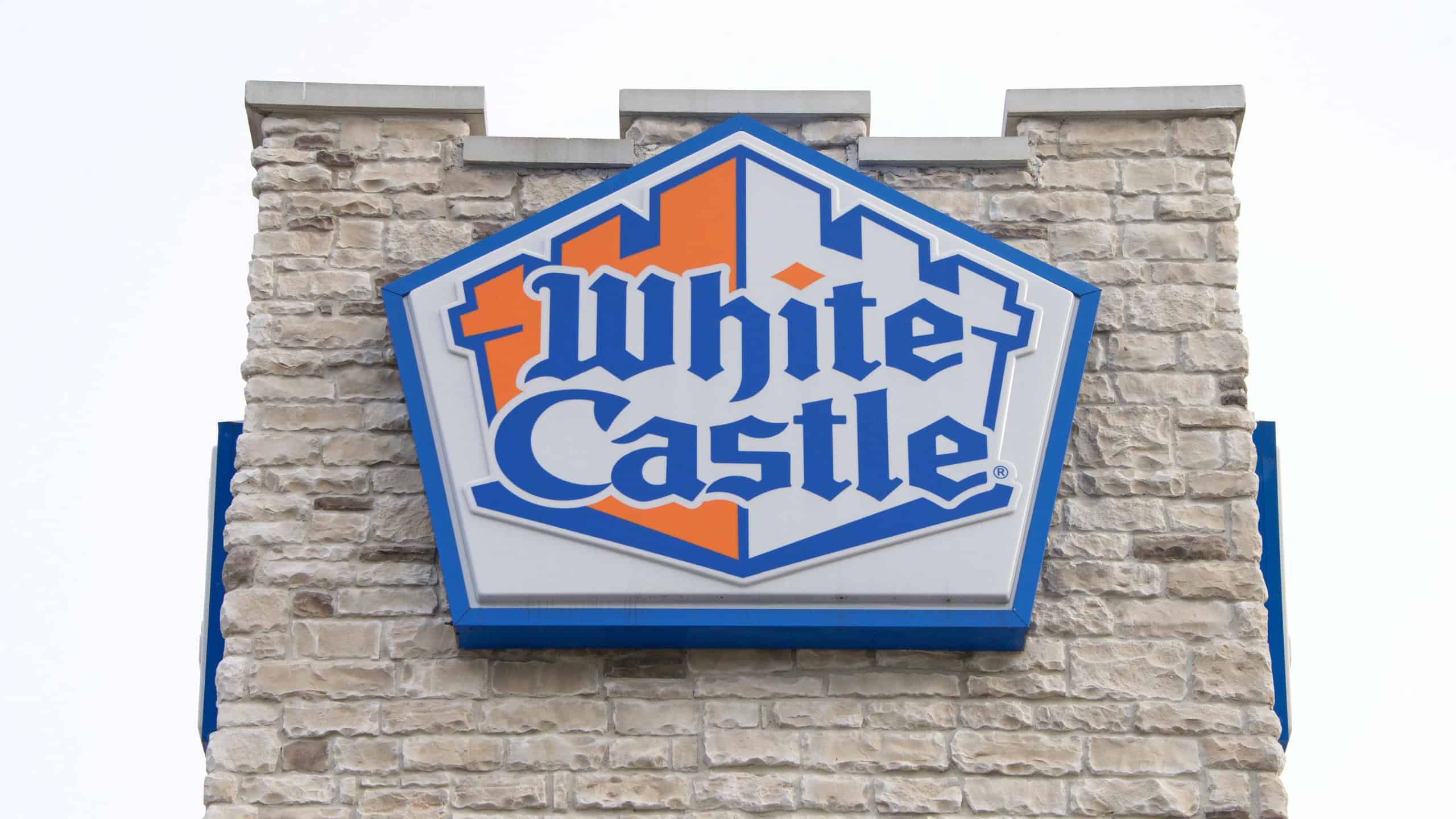 White Castle fast food close up on sign.