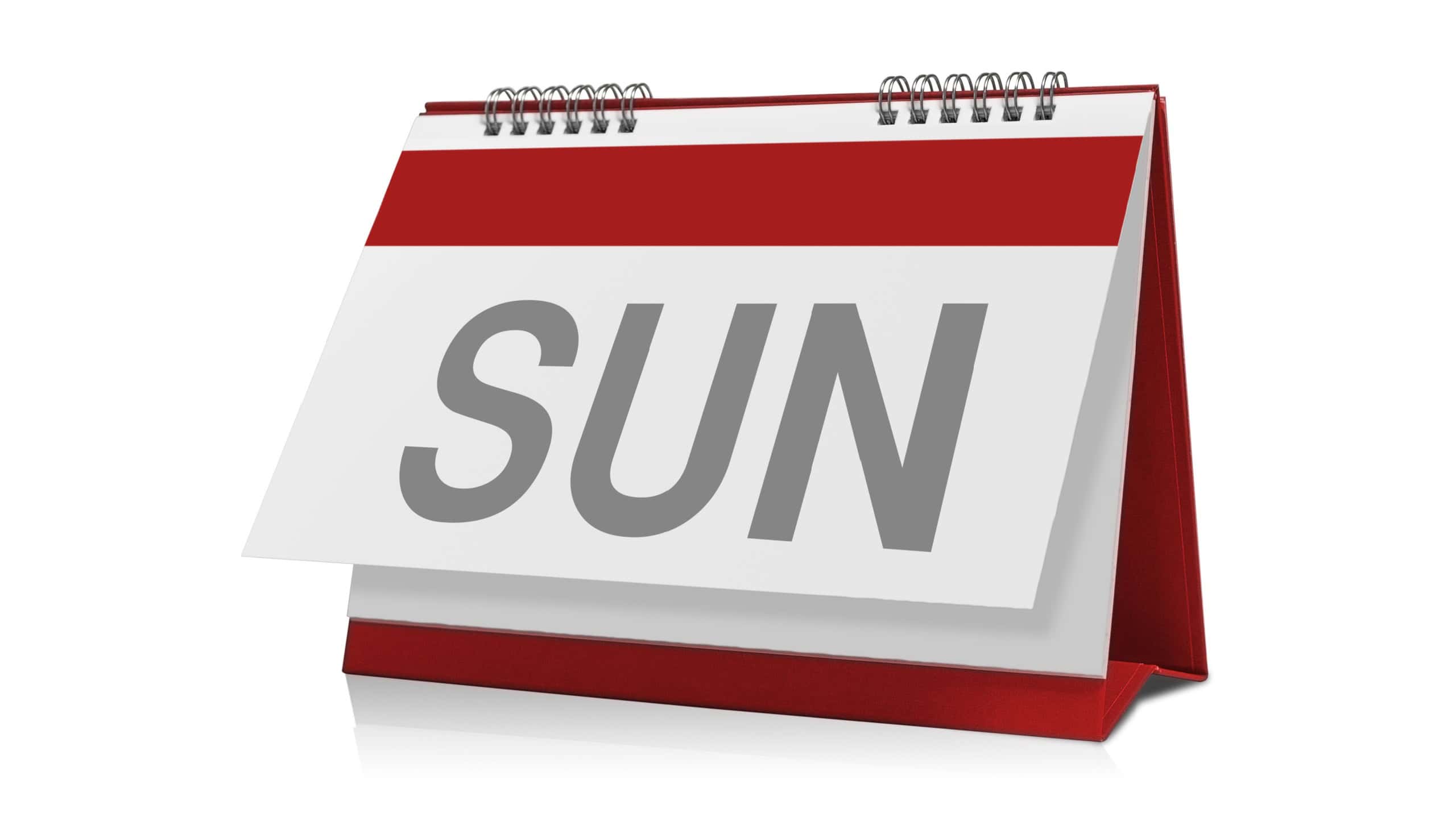 Calendar of sundays is empty Isolated on white background with clipping paths.