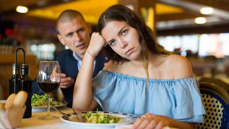 Family quarrel at a table in a restaurant