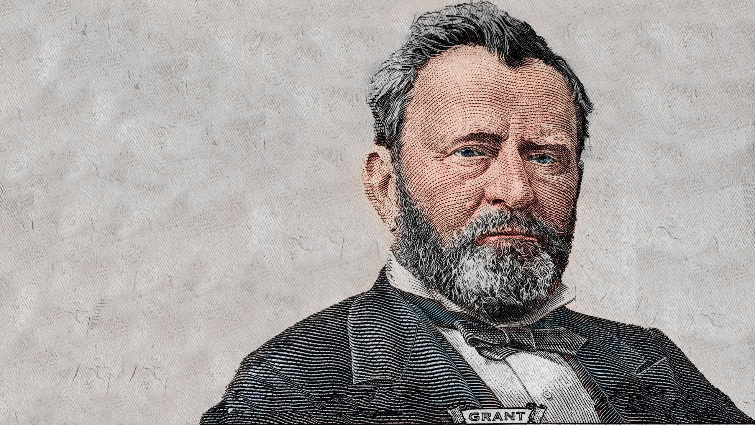 Ulysses S. Grant cut on new 50 dollars banknote isolated on white background