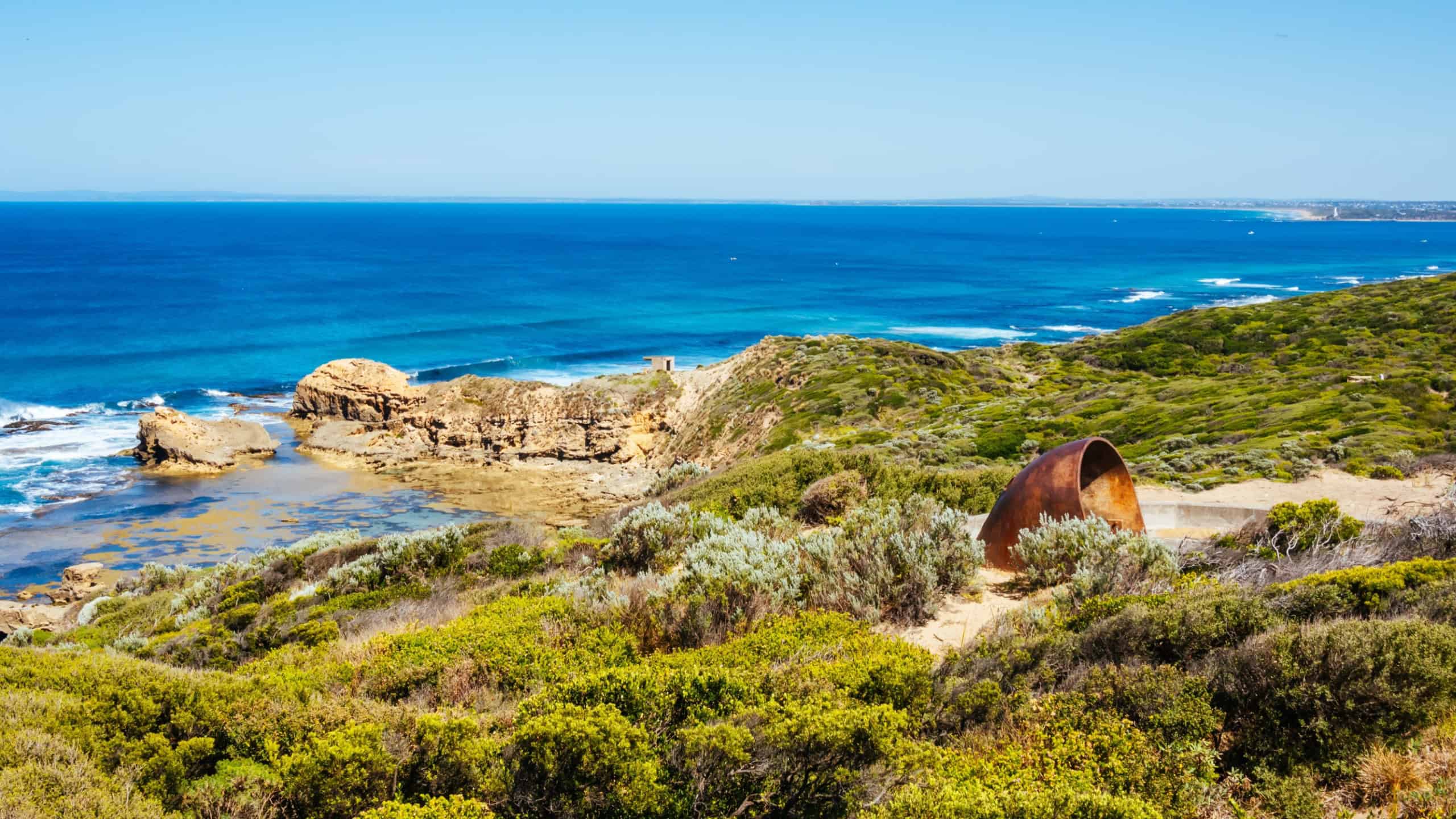 Cheviot Hill at Point Nepean and on a hot summer's day in Victoria, Australia