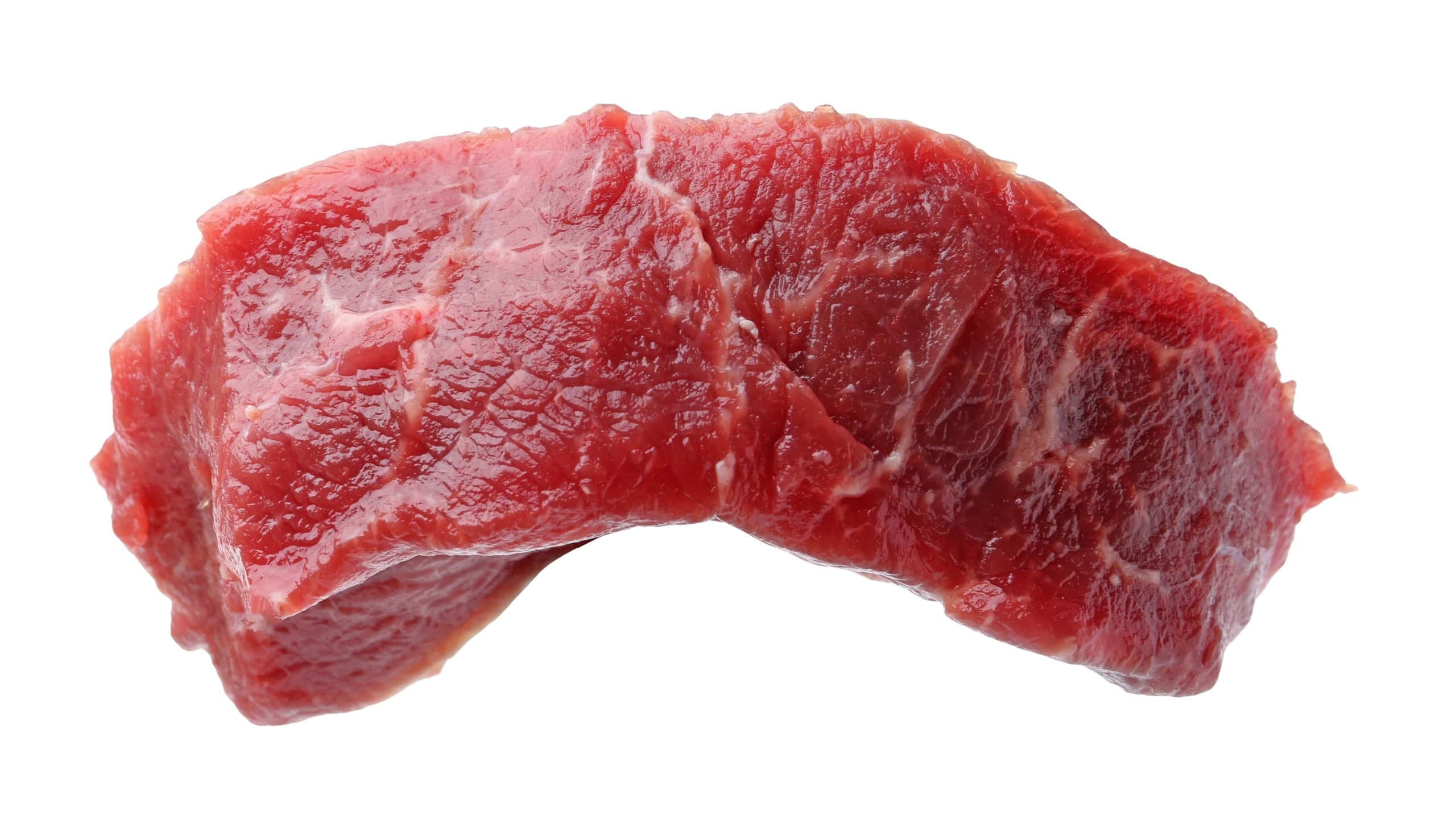 Piece of raw beef meat isolated on white