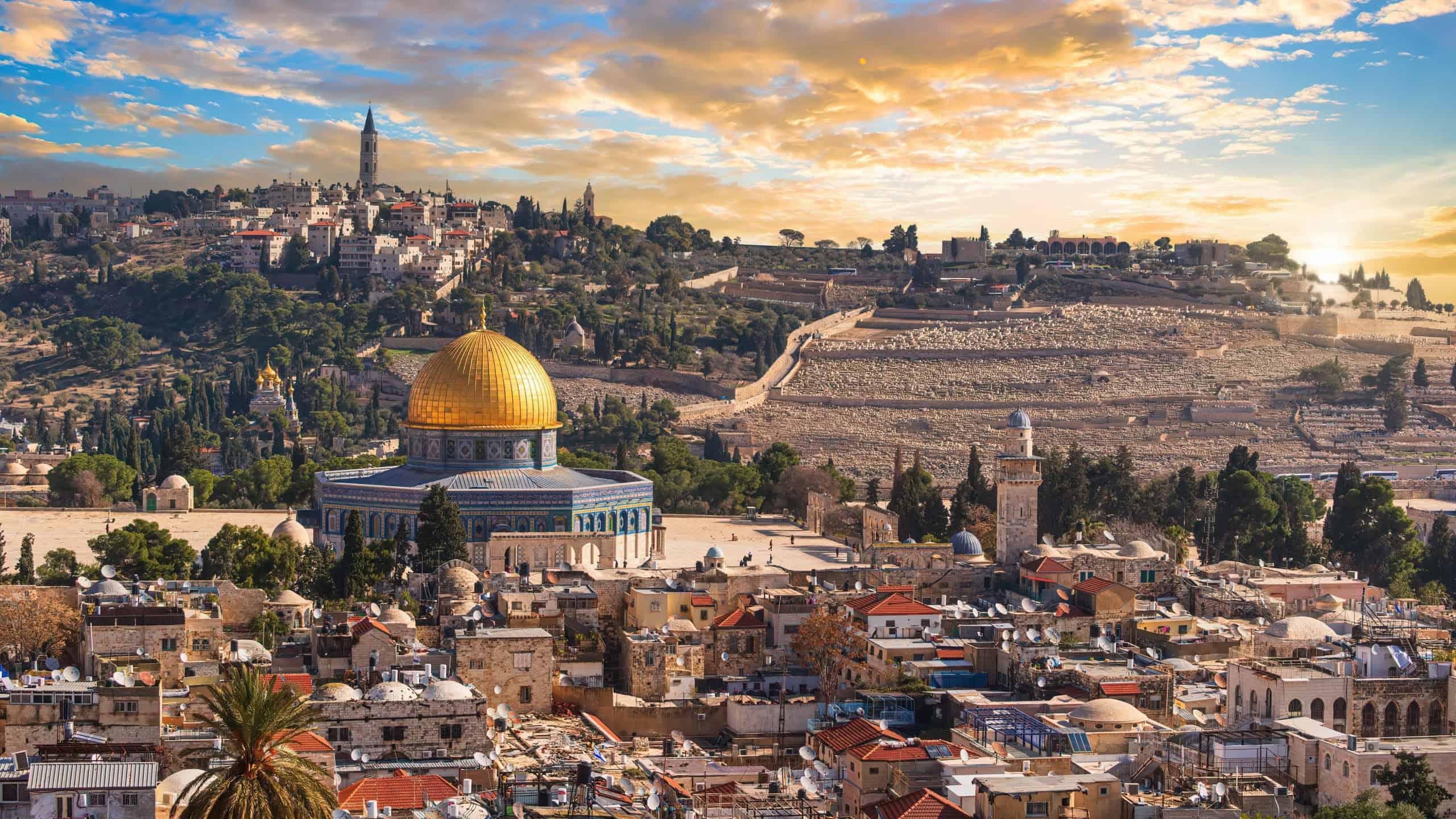 Shining Dome of the Rock in the Old City of Jerusalem, Israel