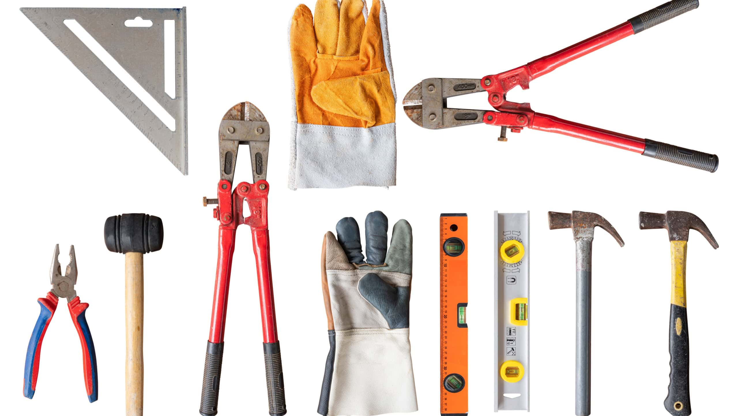 set of tools isolated on white background, clipping path