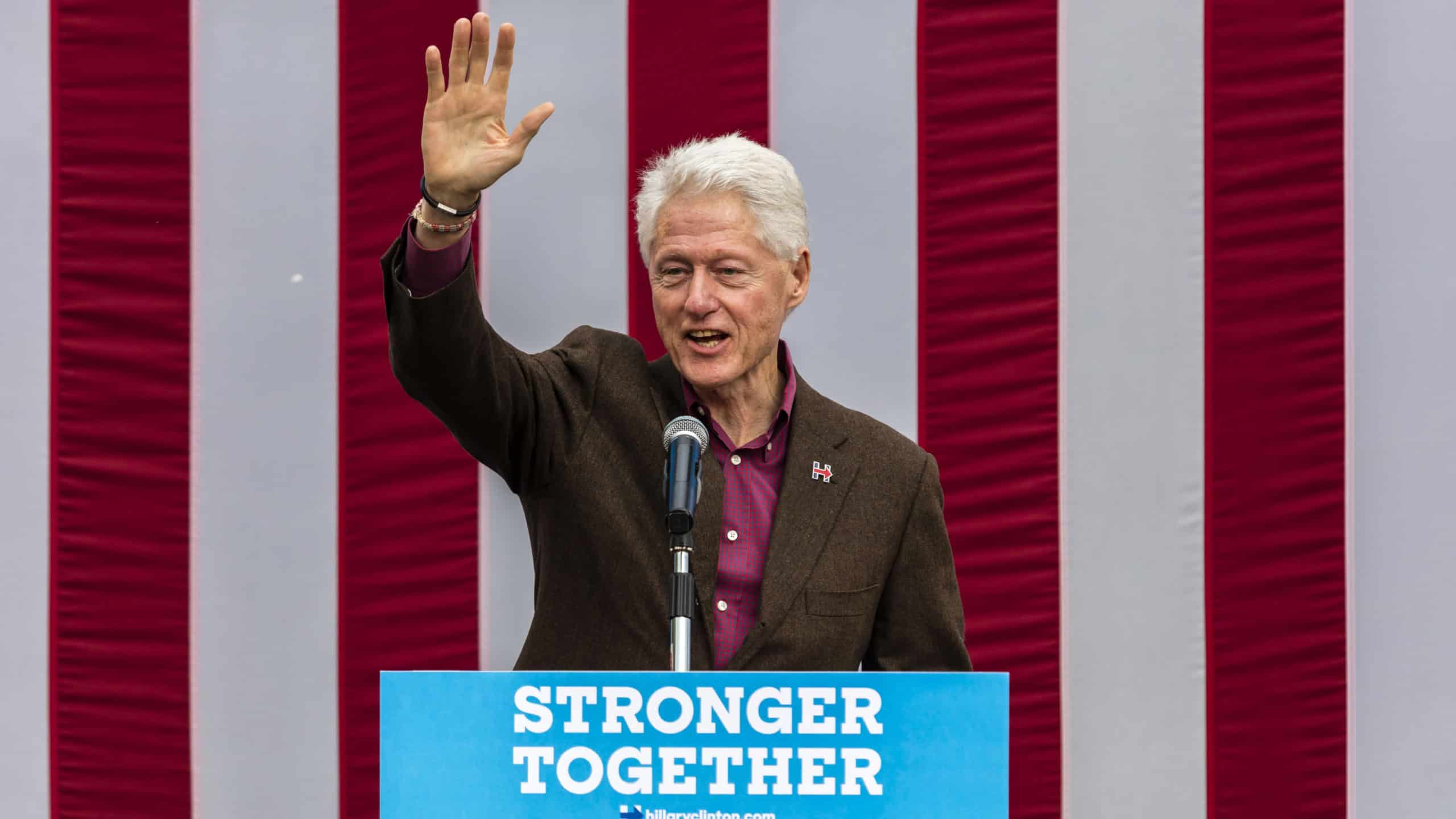 Former U.S. President Bill Clinton speaks on behalf of his wife Democratic presidential nominee Hillary Clinton during a campaign event at Keene College