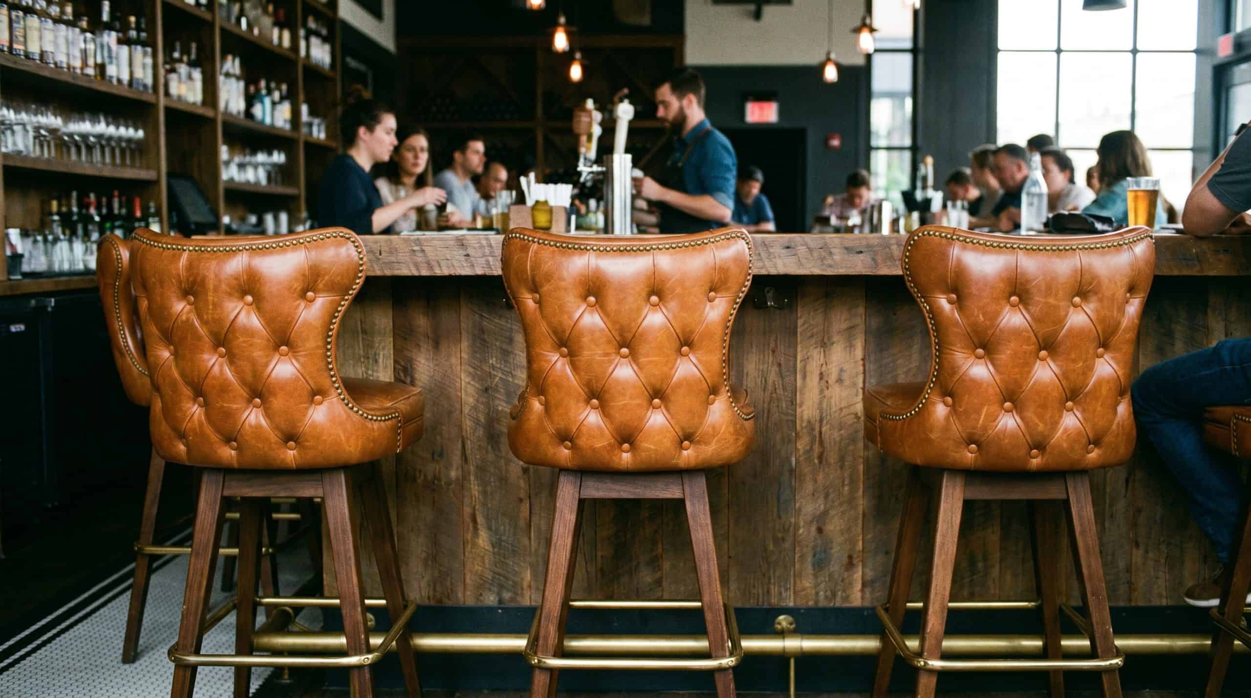 Tufted vinyl bar stools
