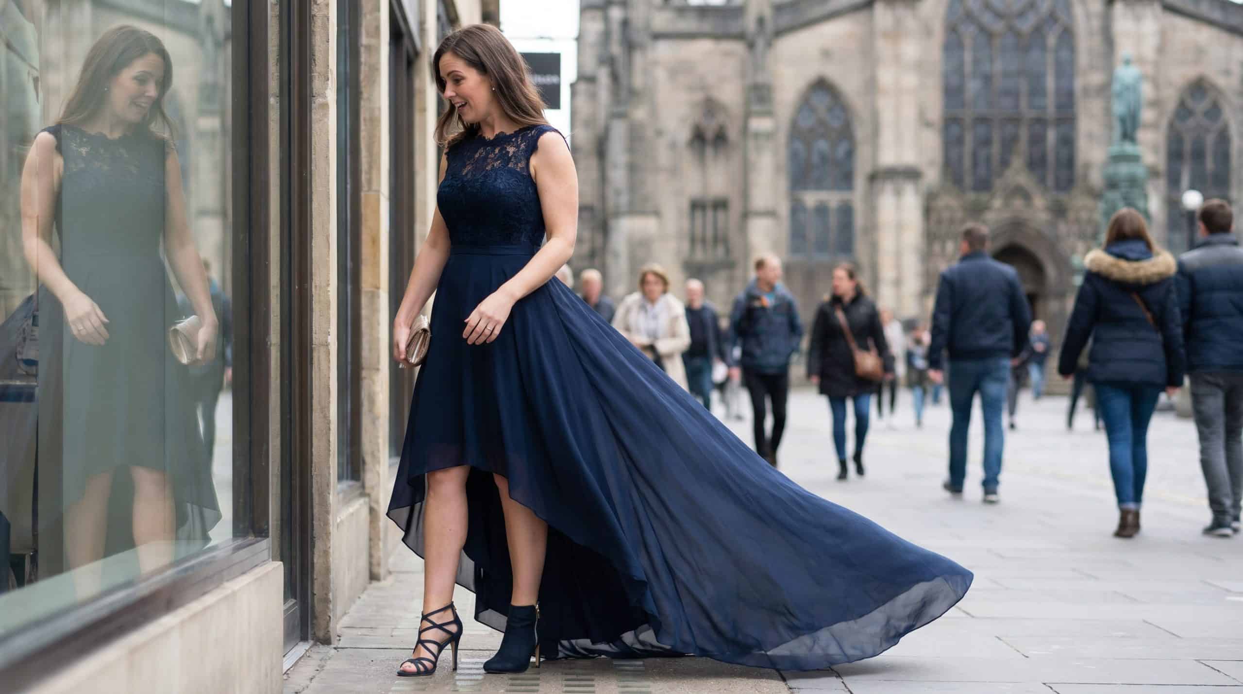 a woman wearing this dress