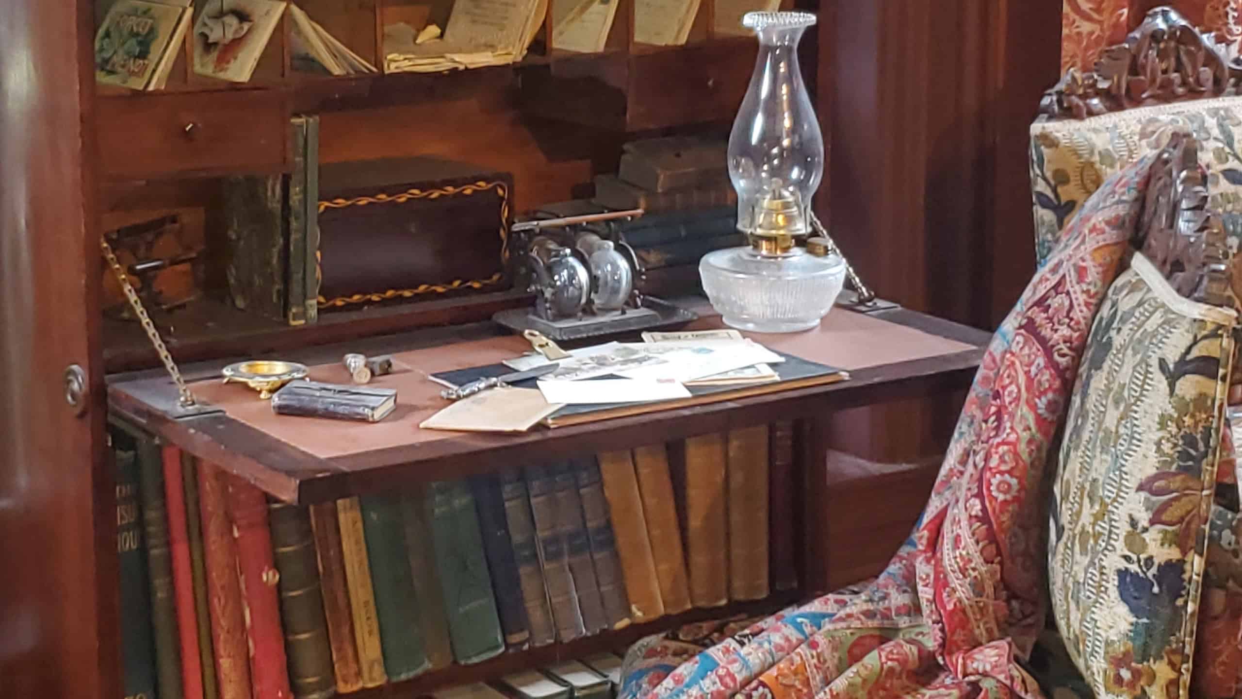 Secretary desk on the second floor of the Glanmore museum in Belleville, Ontario