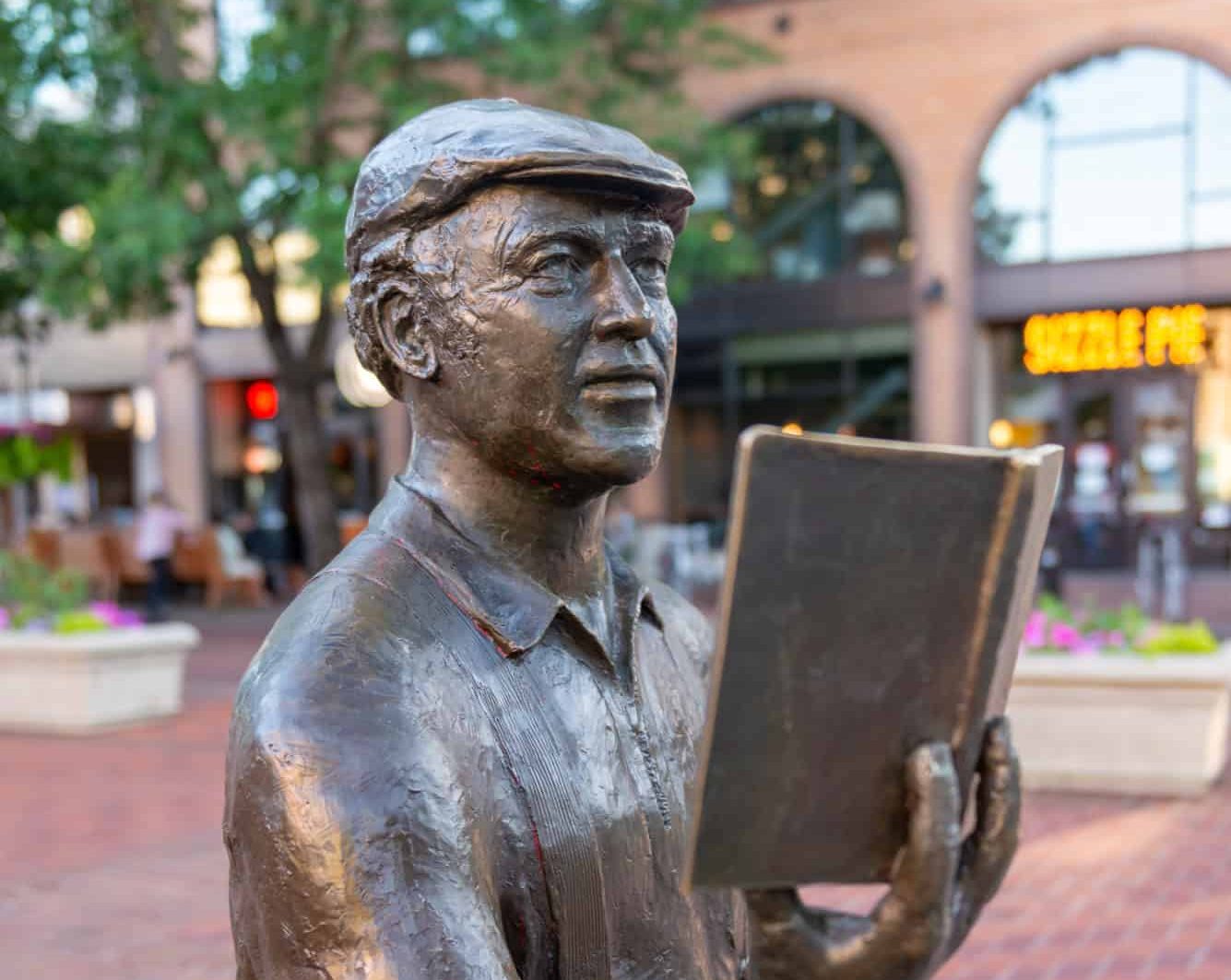 The Storyteller, also known as the Ken Kesey Memorial, is a bronze sculpture by Pete Helzer at Kesey Square in downtown Eugene.