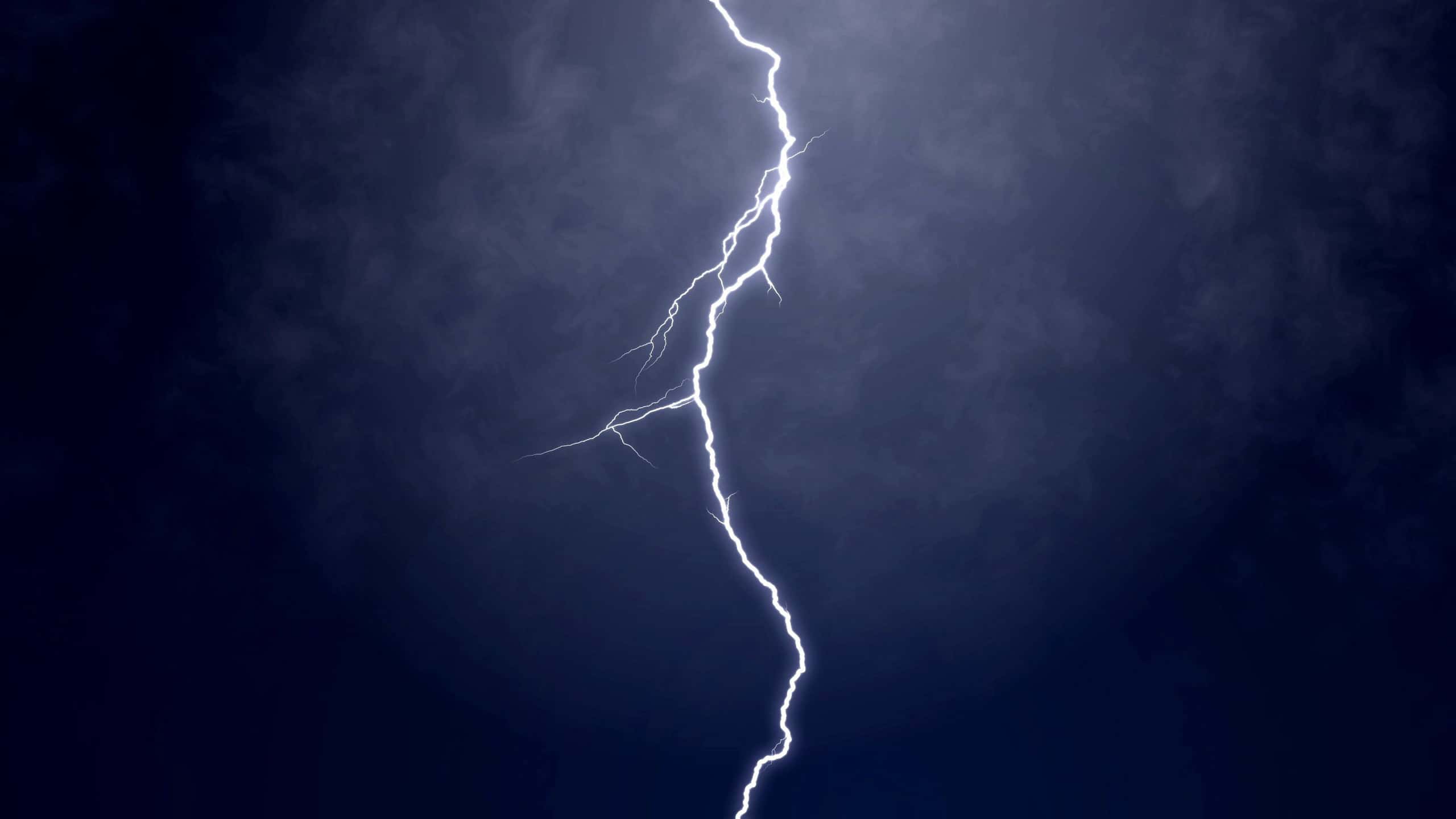 Fantastic view of electric firebolt flashing down towards the ground, climate