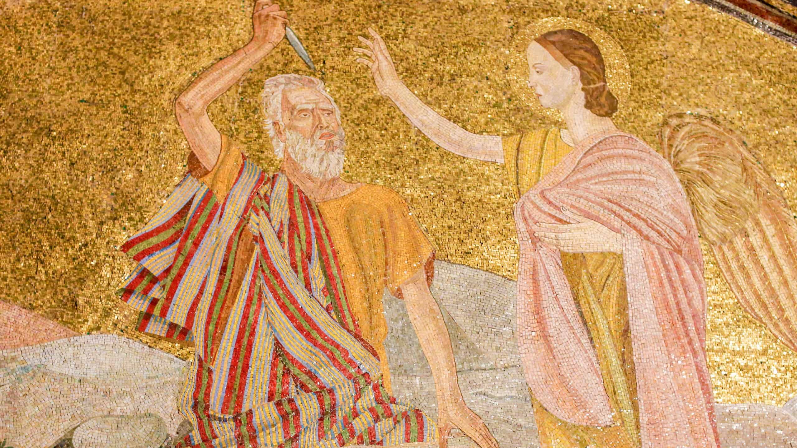 Mosaic in the Church of the Holy Sepulchre in Jerusalem, Israel, depicting Abraham and the Binding of Isaac