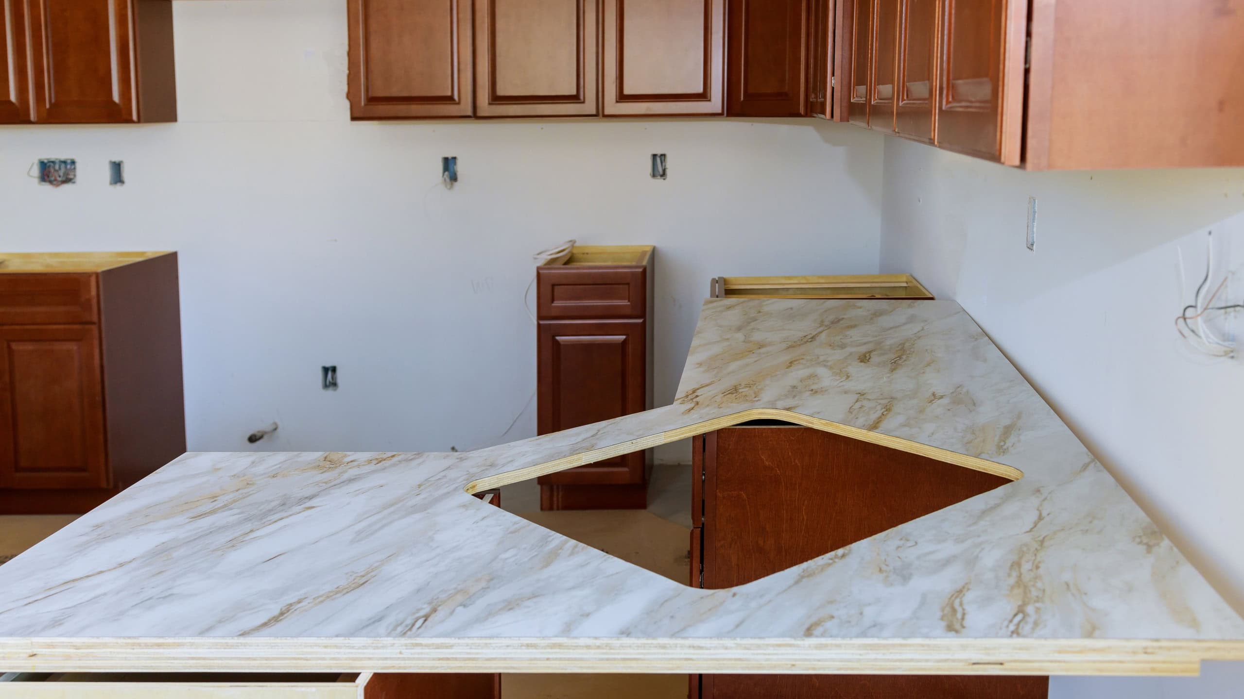 Formica laminate counter top installing a kitchen assembling furniture