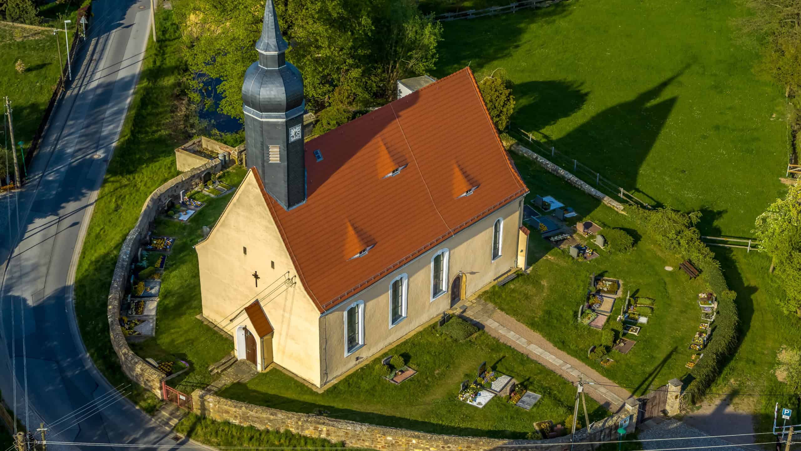 Little beautiful village with a church