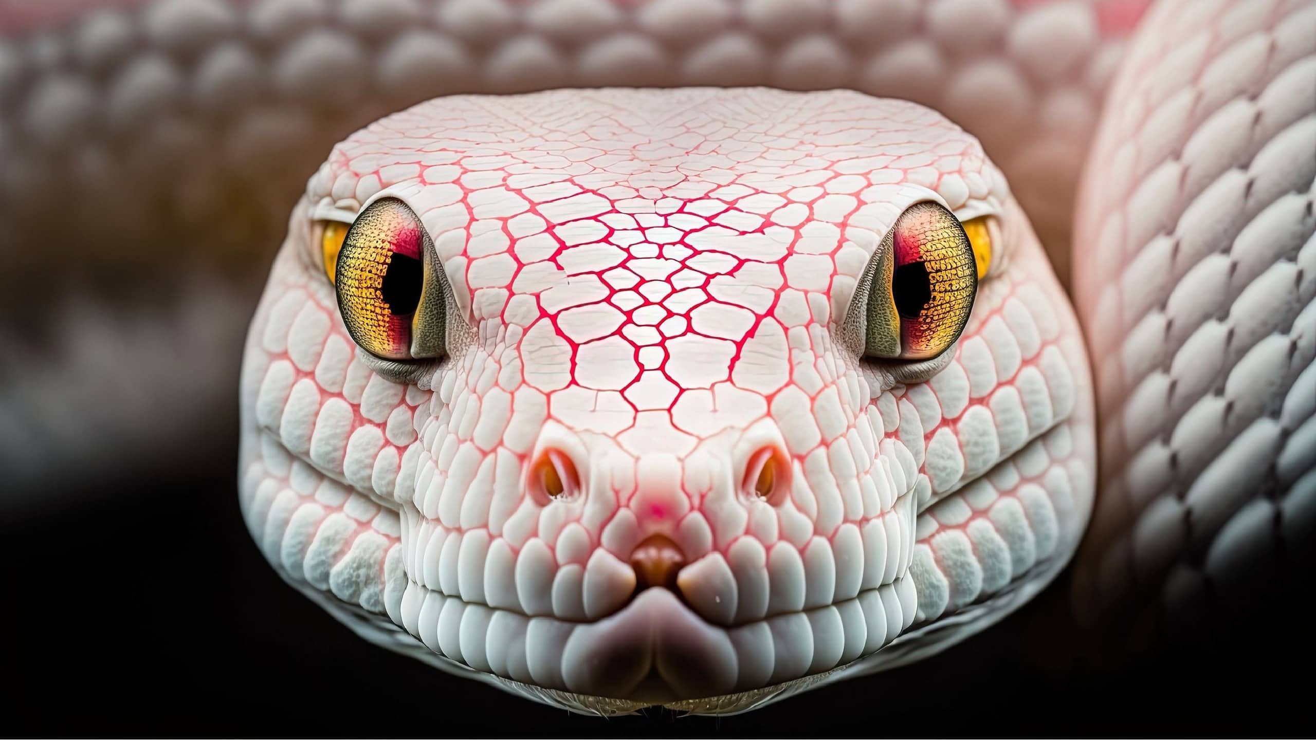 Venomous snake preparing to attack close-up