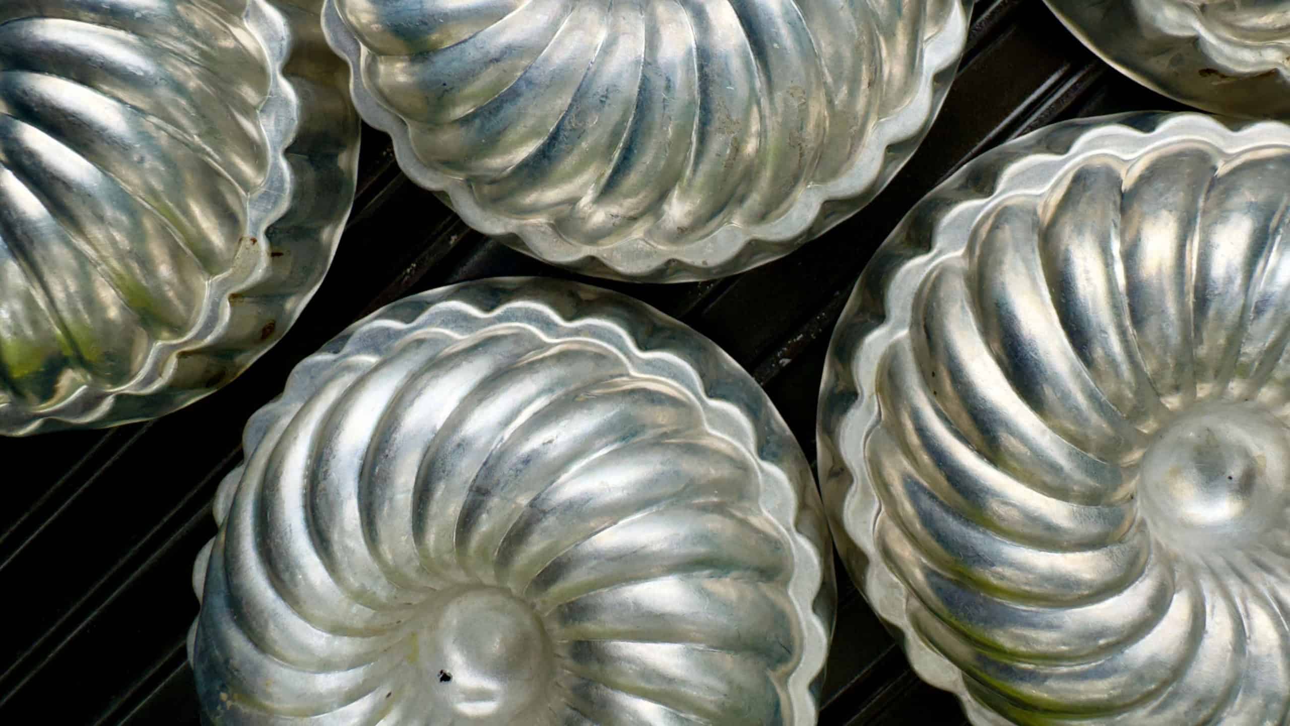 Silver aluminum individual serving size vintage gelatin molds