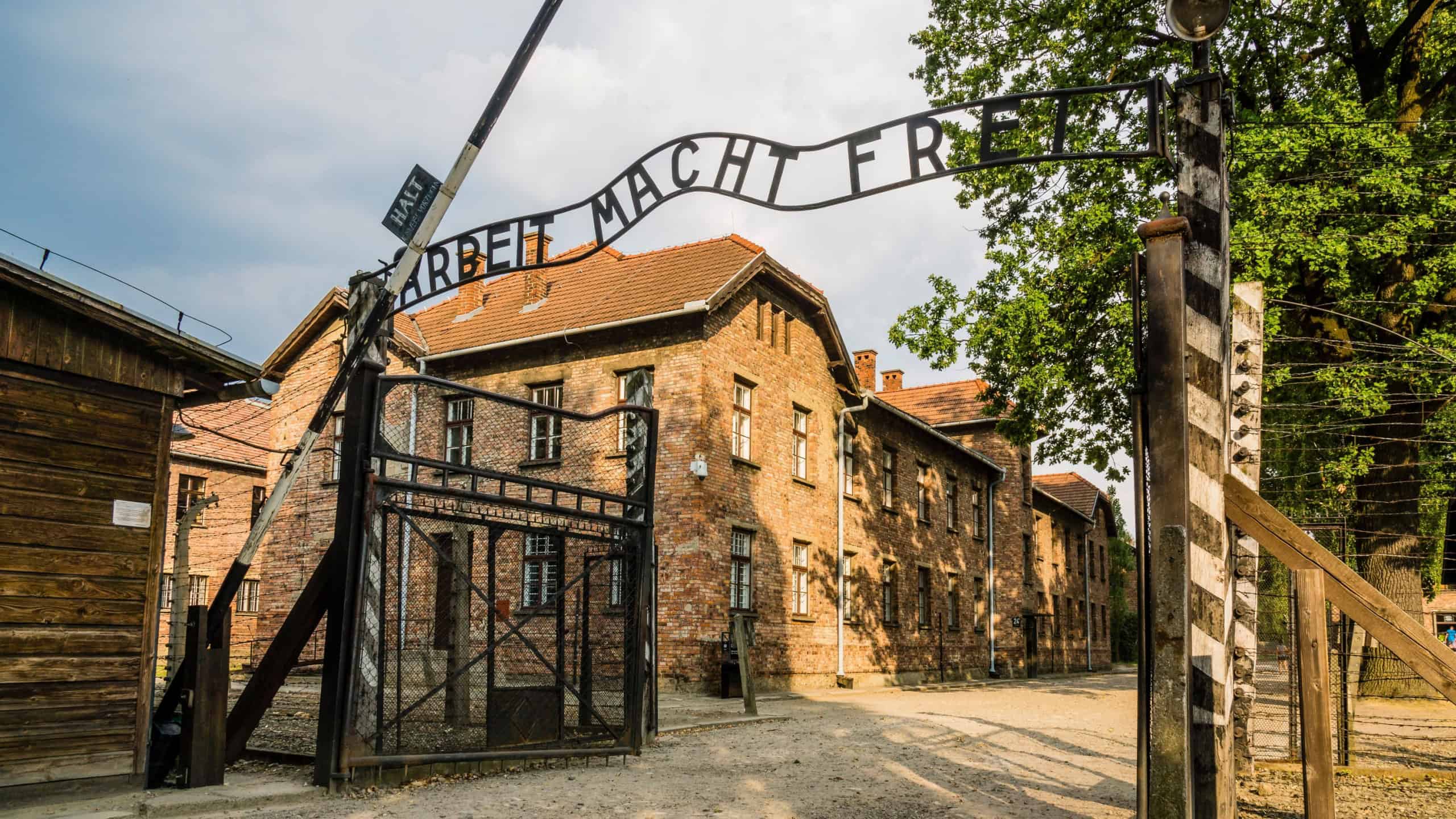 main door, Auschwitz I concentration camp, State museum, Oswiecim, Poland, eastern europe
