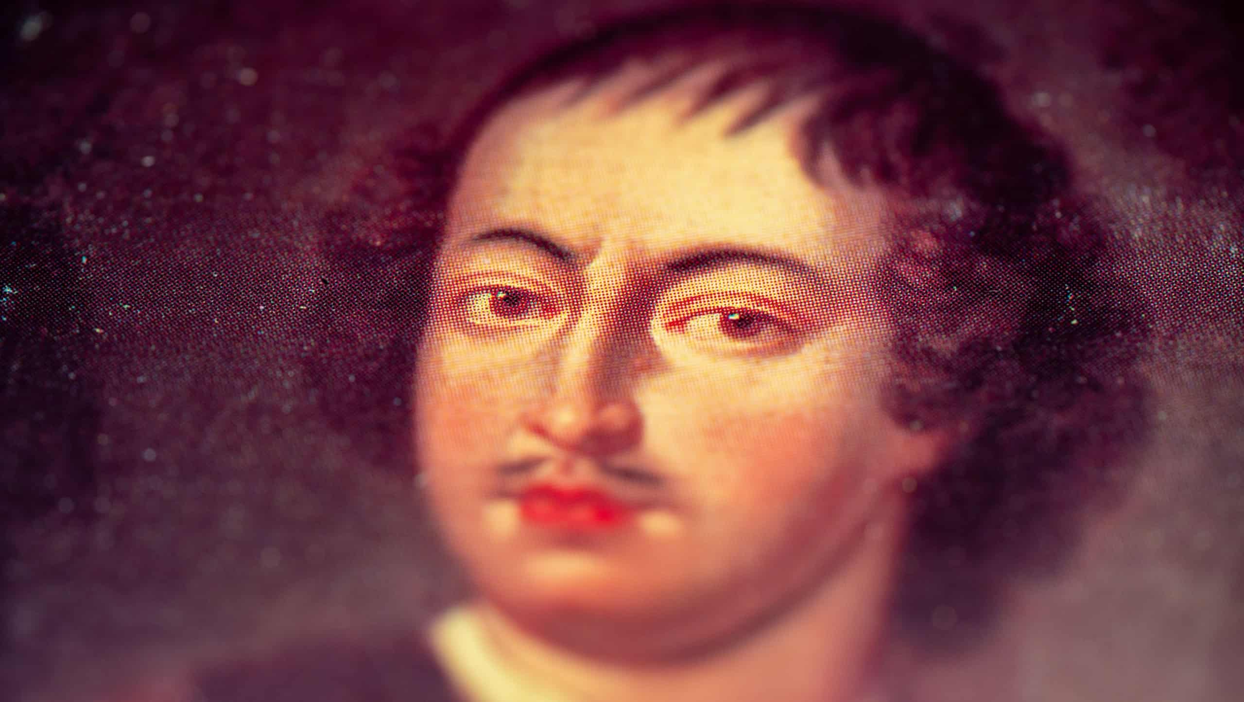 Portrait of Peter the Great from a history book. Toronto, Canada - January 29, 2025.