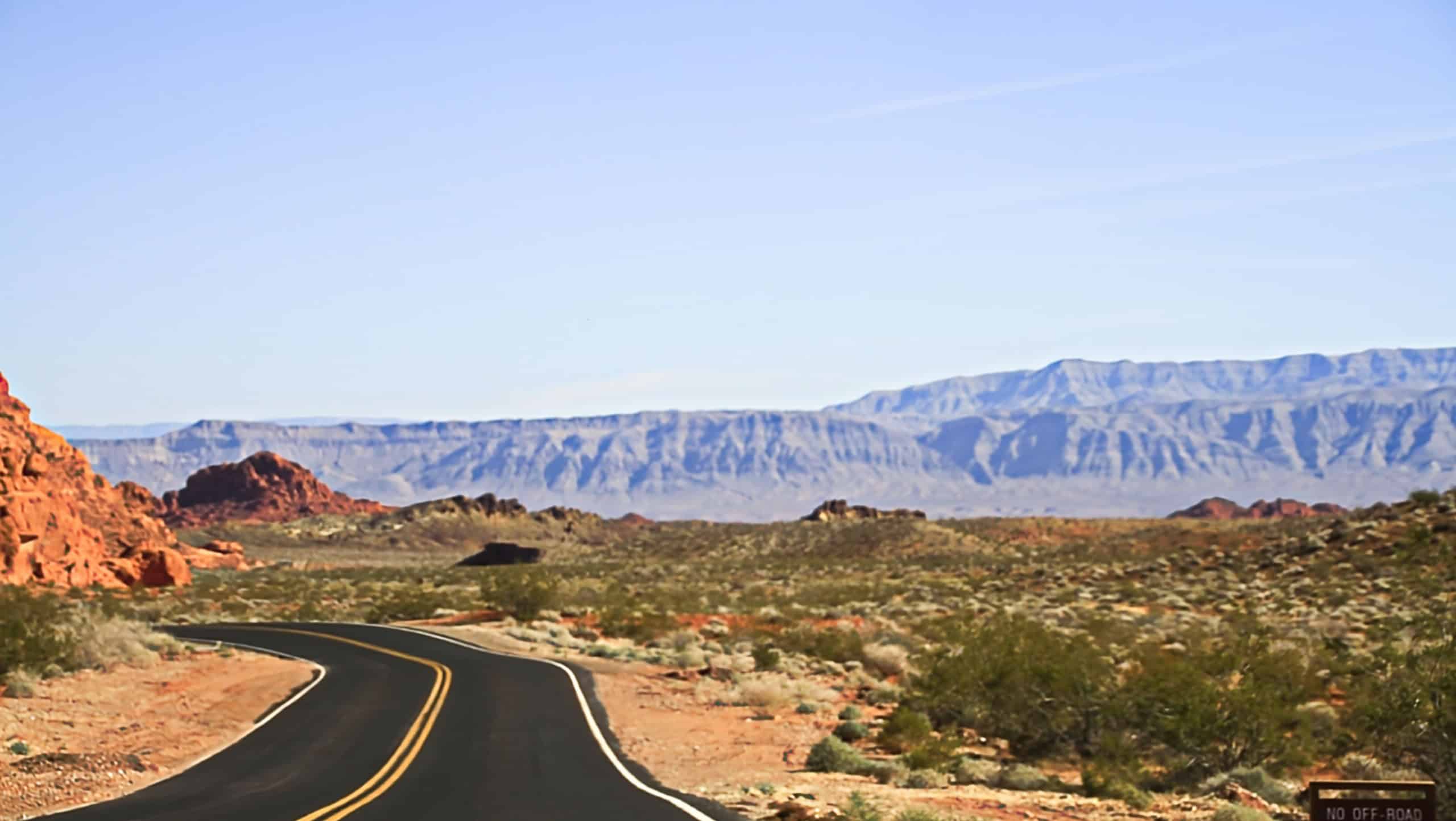 Rock formations in the Nevada desert at Valley of Fire State Park, USA. Valley of Fire State Park is the oldest state park in Nevada, USA and was designated as a National Natural Landmark in 1968.