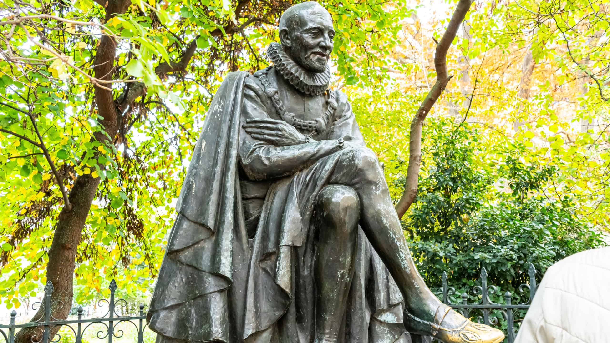 Bronze statue of Michel de Montaigne by sculptor Paul Landowski. Monument to famous French philosopher