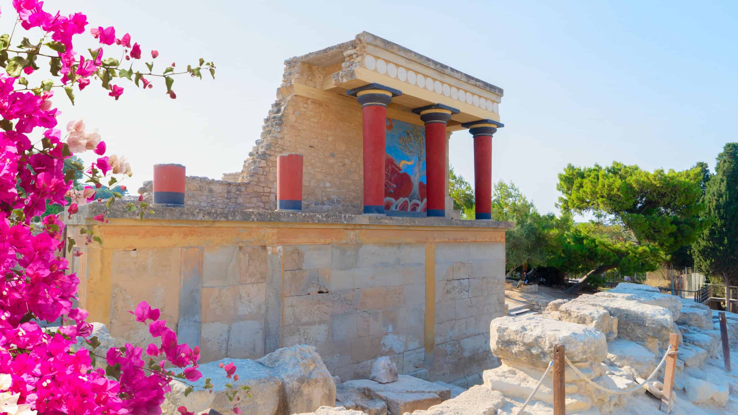 Detail of ancient ruins of famous Knossos palace at Crete, Greece