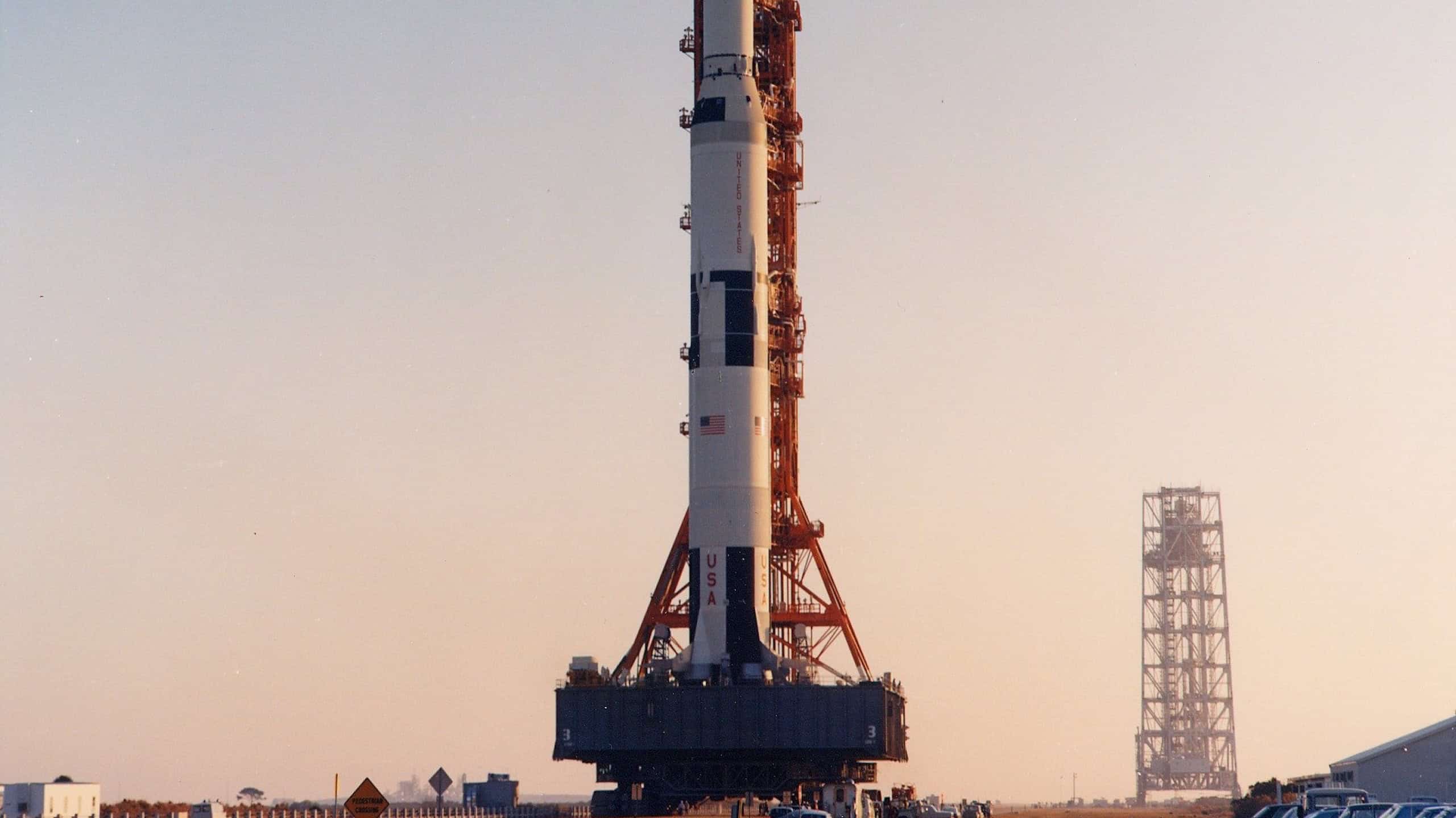 Apollo 13 Saturn V during rollout.