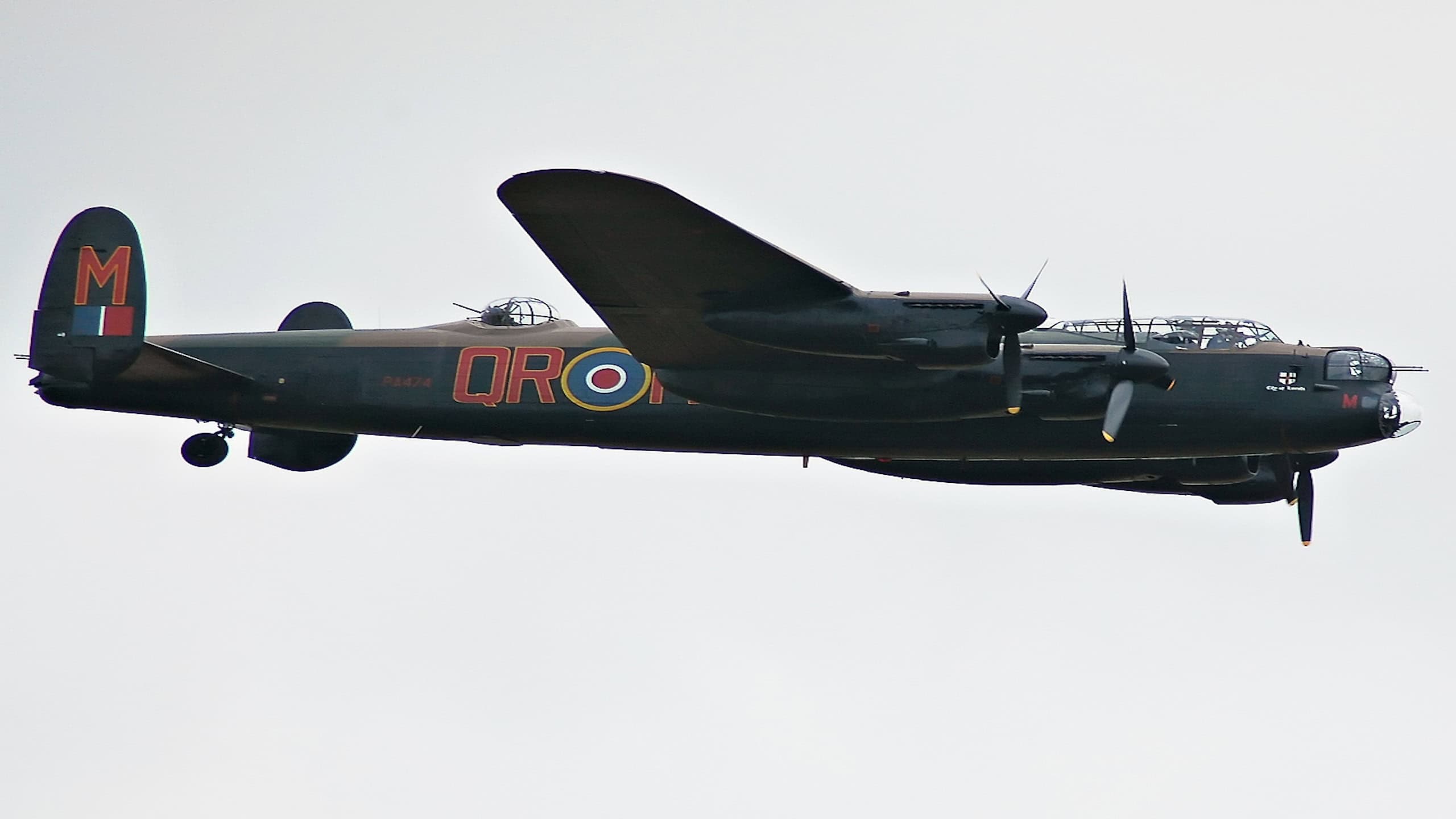 Avro Lancaster B.I, registration PA474, of the Royal Air Force (RAF) Battle of Britain Memorial Flight (BBMF).