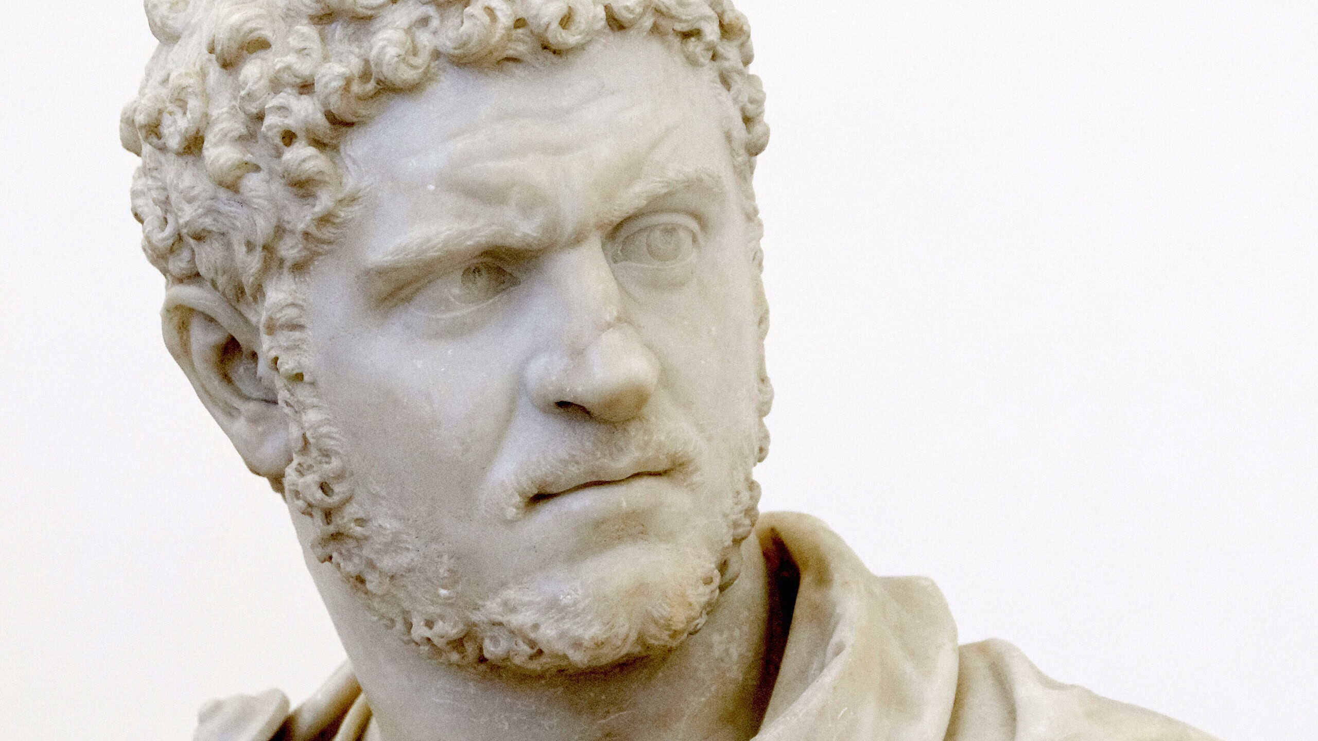 Portrait of the emperor Caracalla from a statue reworked as a bust.