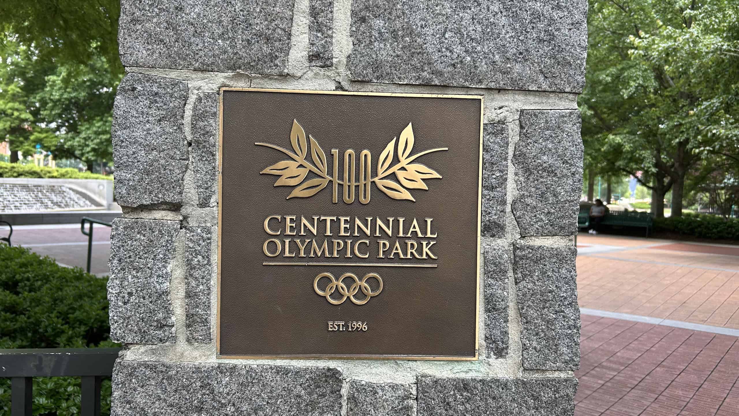 Centennial Olympic Park entrance plaque